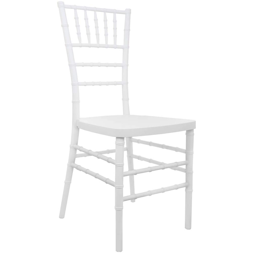 Flash Furniture Advantage White Resin Chiavari Chair - Lightweight Stackable Event Chairs for Weddings, Banquets, and Parties - Elegant Dining & Home Decor Seating Solution
