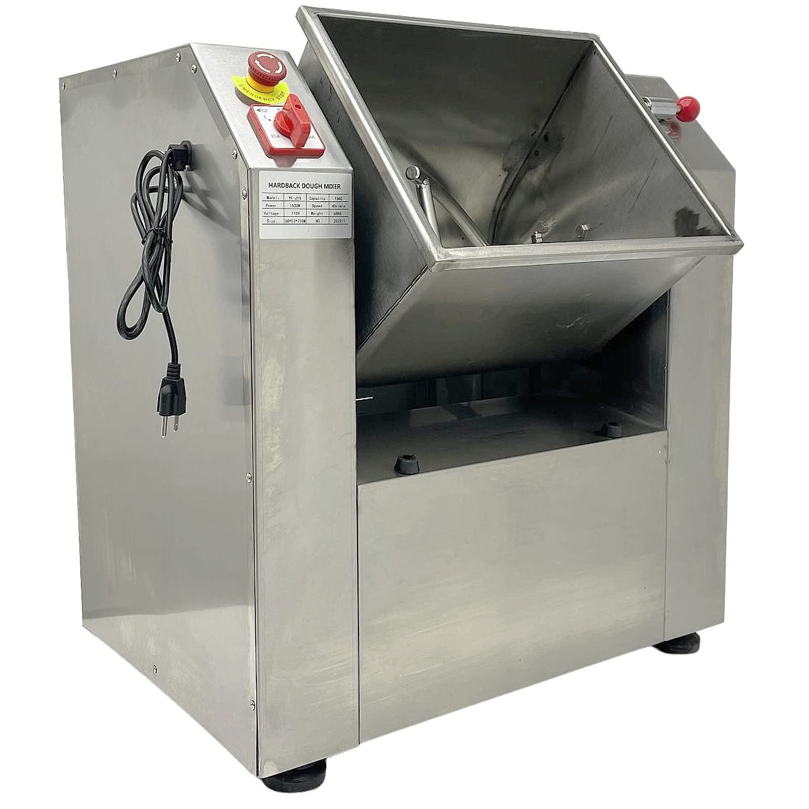 25KG/50QT Commercial Dough Mixer Machine - 110V 2200W Stainless Steel Electric Flour Kneader & Vegetable Meat Blender with Rotary Bowl | Professional Kitchen & Restaurant Equipment for Baking, Pizza Dough, Pastry & Food Prep