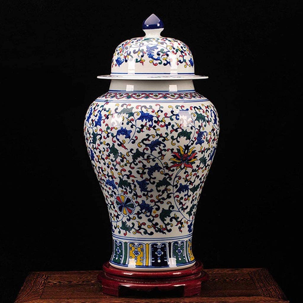Antique Blue and White Chinese Porcelain Vase - Handcrafted Ceramic Ginger Jar for Flowers, Home Decor | Perfect for Living Room, Bedroom, Office & Wedding Centerpiece