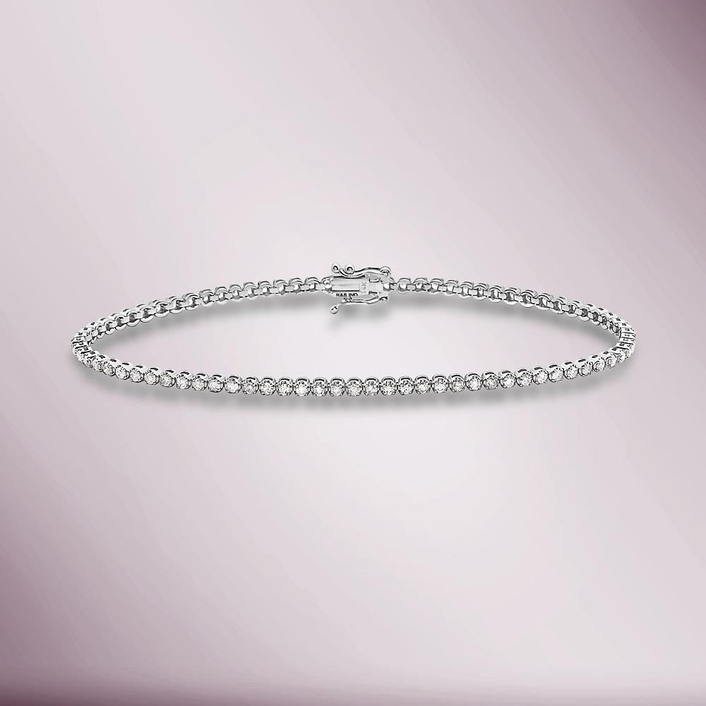 2.00 Carat Diamond Tennis Bracelet - 1.8mm Buttercup Setting in 14K Gold - Elegant Jewelry for Women, Perfect for Weddings, Anniversaries & Special Occasions