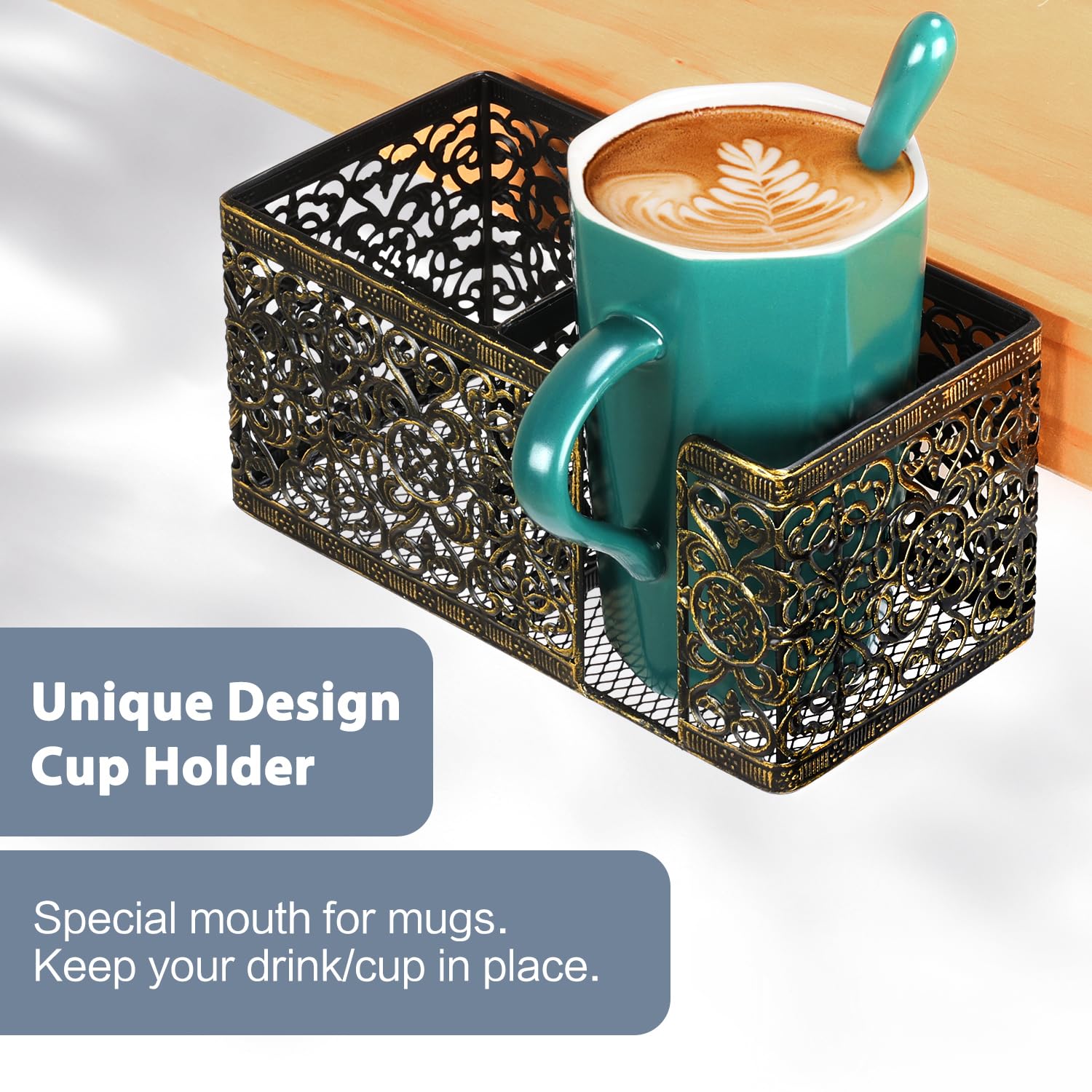 Clip-On Desk Organizer - Multi-Purpose Cup Holder, Pencil & Phone Holder for Office, School & Home - Perfect for Beverages, Stationery & Smartphone Storage