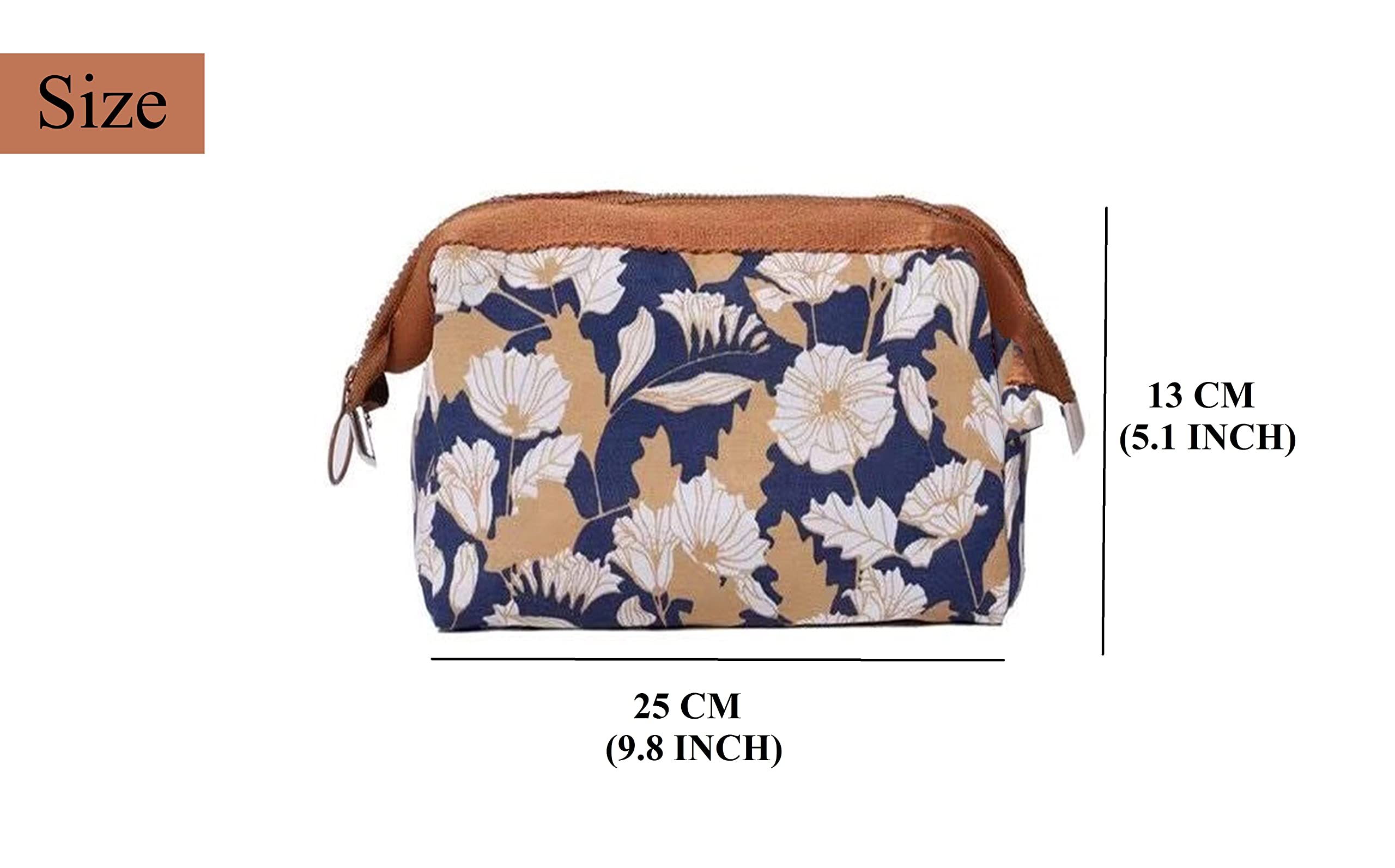 Luxula Waterproof Cosmetic Bag for Women - Travel Makeup Organizer with Zipper, Portable Jewelry Pouch & Brush Holder (Brown) - Perfect for Travel, Gym, and Daily Beauty Essentials Storage