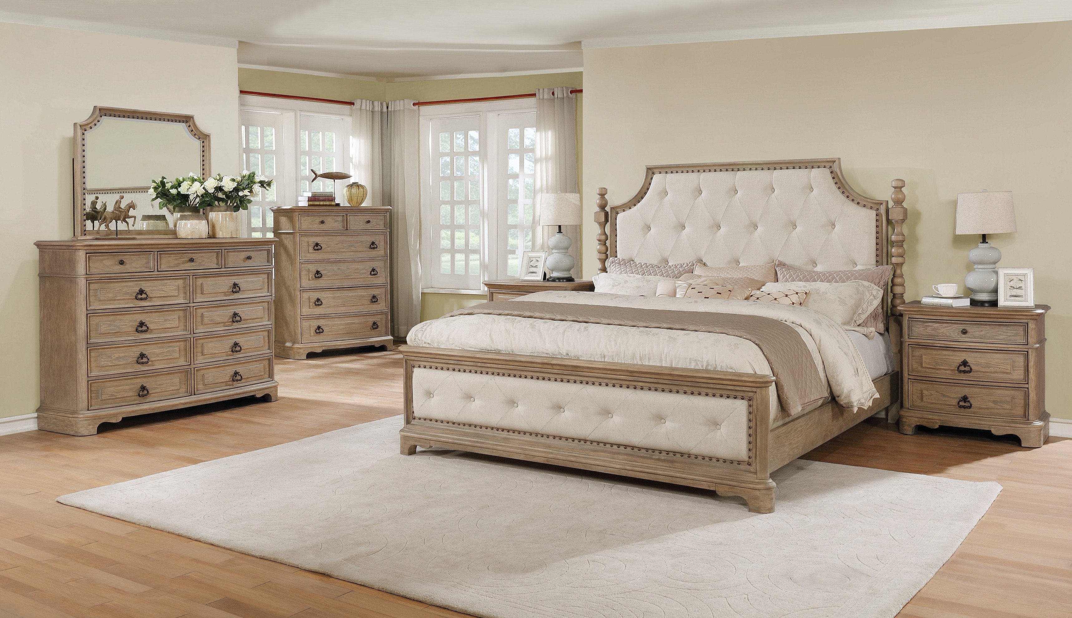 Piraeus 296 6-Drawer Whitewashed Wooden Dresser for Bedroom - Modern Farmhouse Storage Chest with Smooth Gliding Drawers | Perfect for Bedroom, Nursery, or Closet Organization