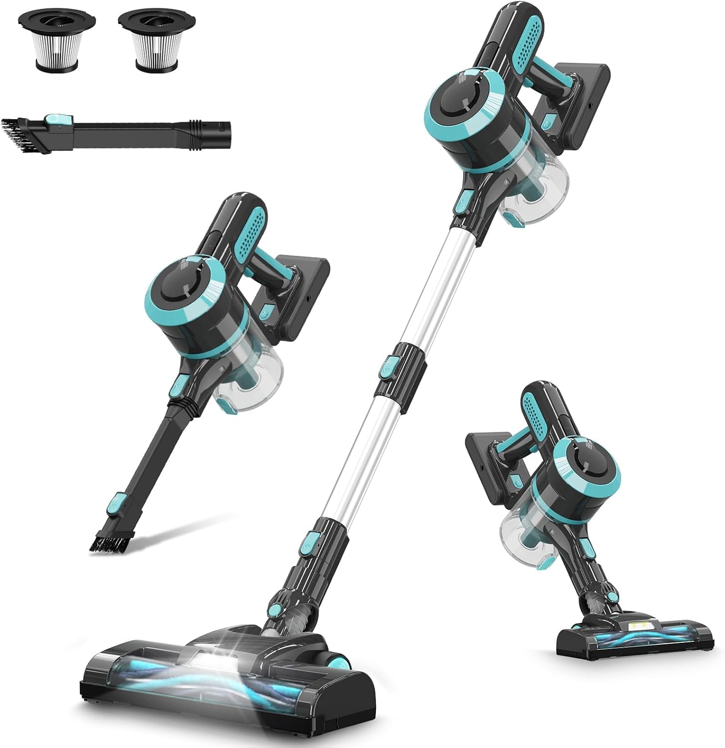 2024 Upgraded Cordless Vacuum Cleaner - 25Kpa Suction, 120000 RPM Brushless Motor, 45 Min Rechargeable Battery, 4-in-1 Lightweight Upright Vacuum for Pet Hair & Carpet - Perfect for Home, Car, and Hardwood Floors Cleaning