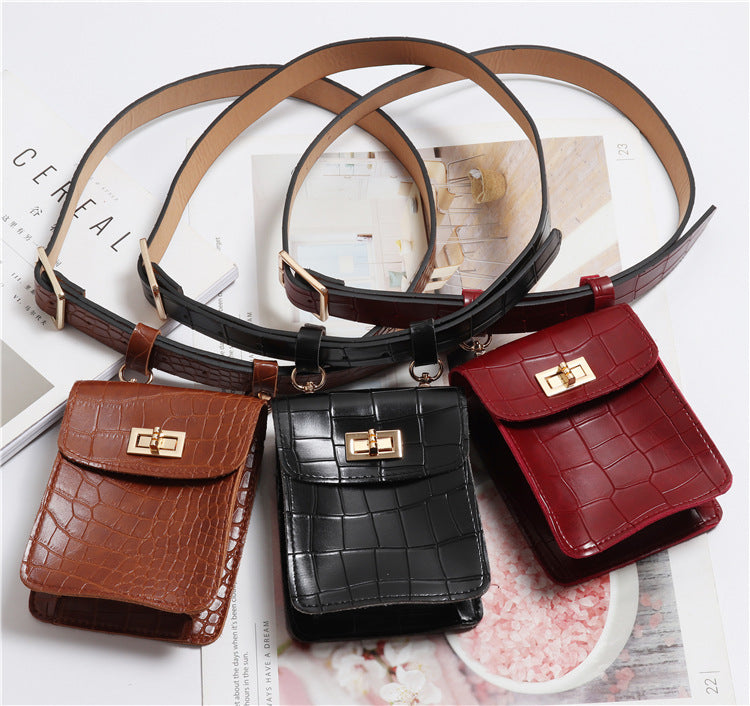 Vegan Leather Women's Crossbody Belt Bag - Mini Waist Pack Fanny Pack for Travel, Running & Everyday Use