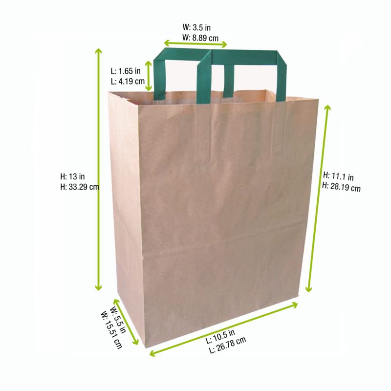 Eco-Friendly White Kraft Paper Gift Bags with Green Handles - 13
