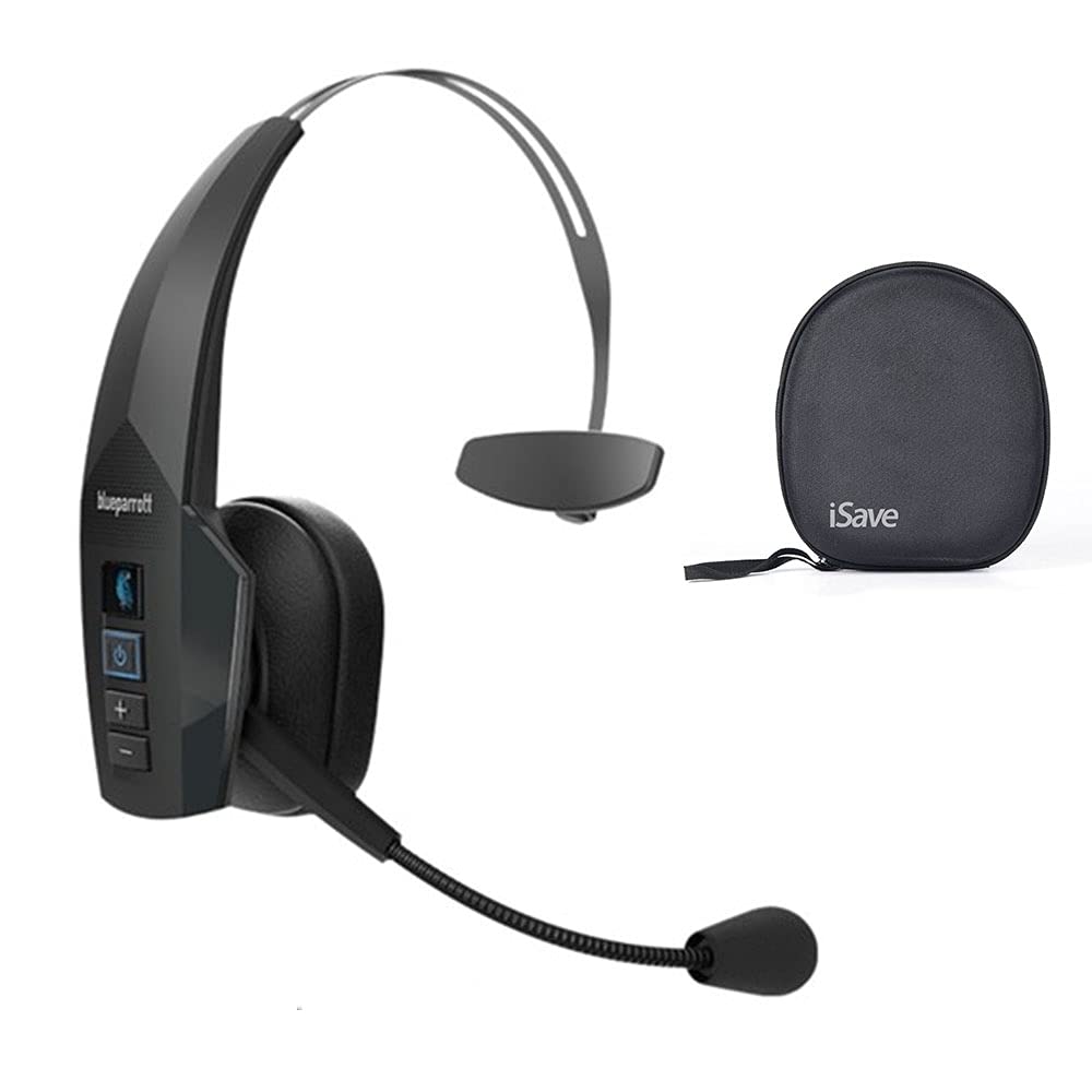 BlueParrott B350-XT BPB-35020 (204260) Noise Cancelling Wireless Bluetooth Headset with iSave Protective Case - 24 Hours Talk Time - Perfect for Truck Drivers, Call Centers & Remote Work