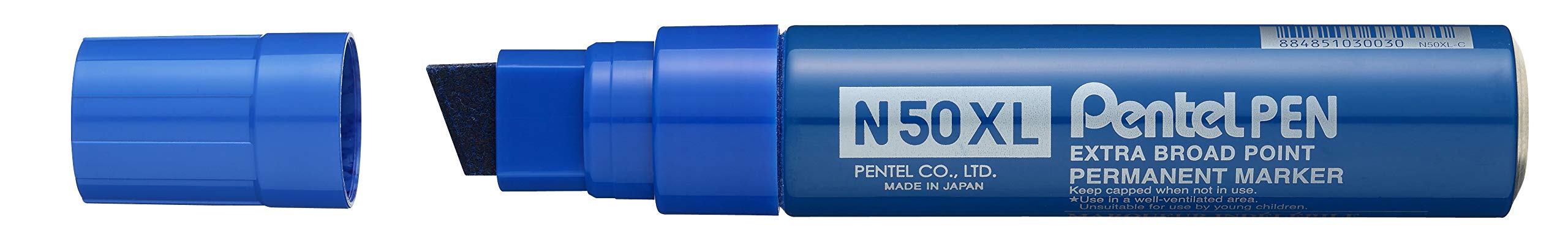 Pentel N50XL-C Chisel Tip Permanent Marker - 6 Pack Blue Industrial Strength Waterproof Markers for Labeling, Woodworking, Crafts & Outdoor Use