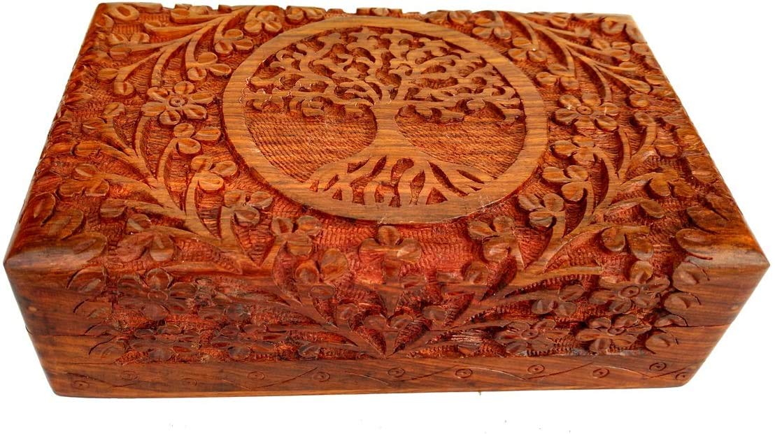 Elegant Wooden Jewelry Box for Women & Girls - 8x5 Inch Organizer Storage Display Case | Perfect Birthday Gift for Mom, Wife, Daughter | Great for Jewelry Organization, Travel & Home Decor (Design9)