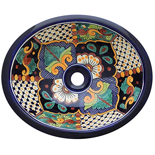 Authentic Mexican Talavera Hand-Painted Ceramic Bathroom Sink - Medium Size 30