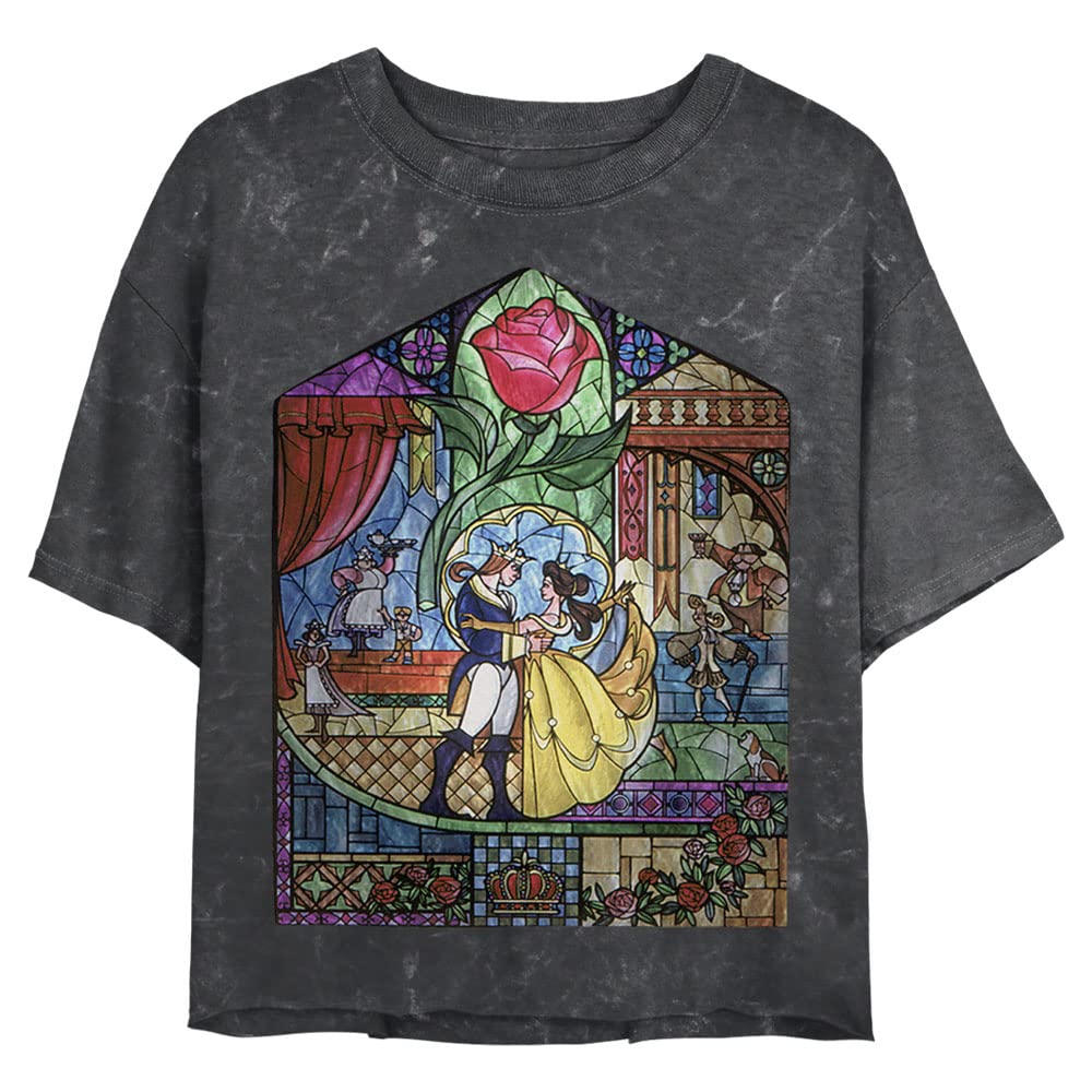Disney Princess Women's Short Sleeve Crop T-Shirt - Soft Mineral Wash Cotton Top for Casual Wear | Perfect for Theme Parks, Disney Trips & Summer Outfits