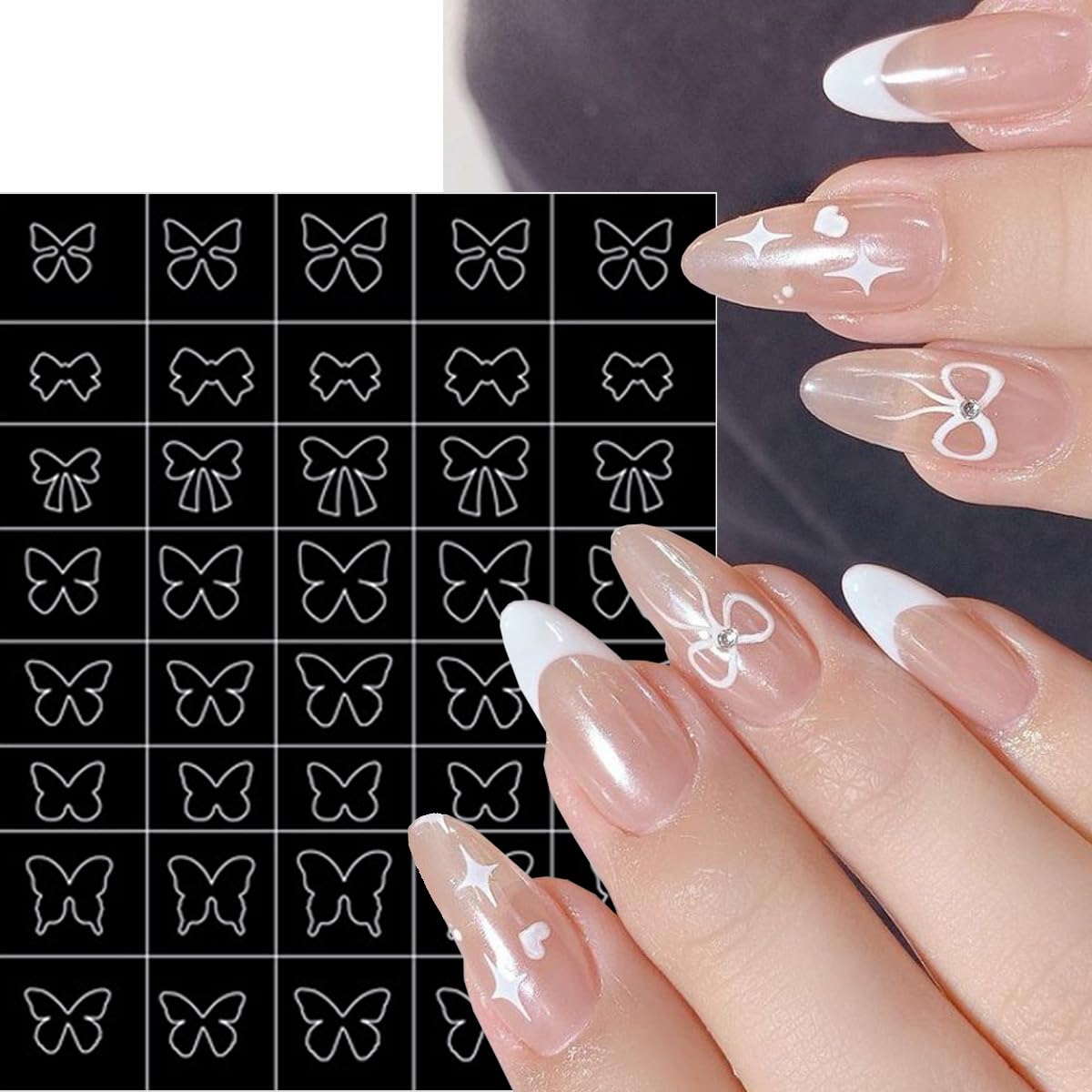 10 Sheets Christmas Nail Art Stickers - Butterfly, Heart, Bow, Stars, Moon & Snowflake Designs for DIY Manicure | Holiday Nail Decoration Supplies for Women | Perfect for Xmas Parties, Gifts & Winter Nail Art
