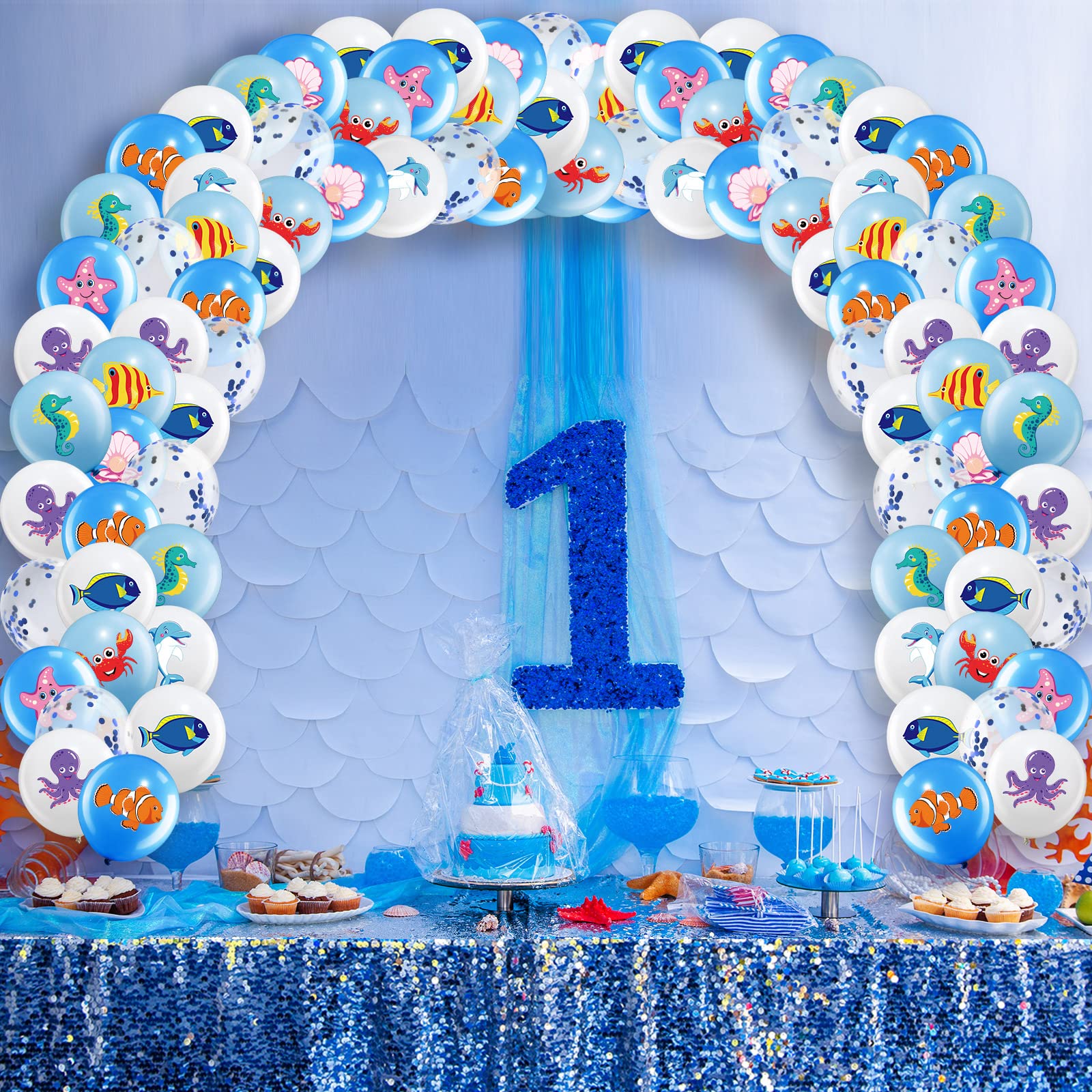 50 Pieces Sea Animals Balloons - Under the Sea Party Decorations, Ocean Theme Latex Balloons for Birthday, Baby Shower & Beach Parties - Perfect for Boys, Girls & Marine Creatures Lovers - Great for Underwater Decor, Pool Parties & Nautical Events