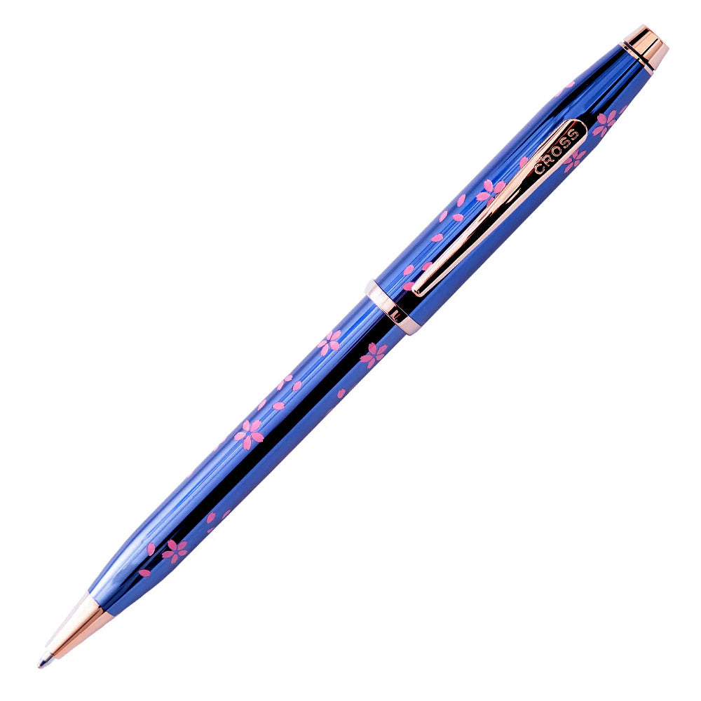 Cross Century II Cherry Blossom Translucent Blue Lacquer Ballpoint Pen - Premium Writing Instrument for Office, Gift & Collectors - Elegant Design for Professionals & Pen Enthusiasts