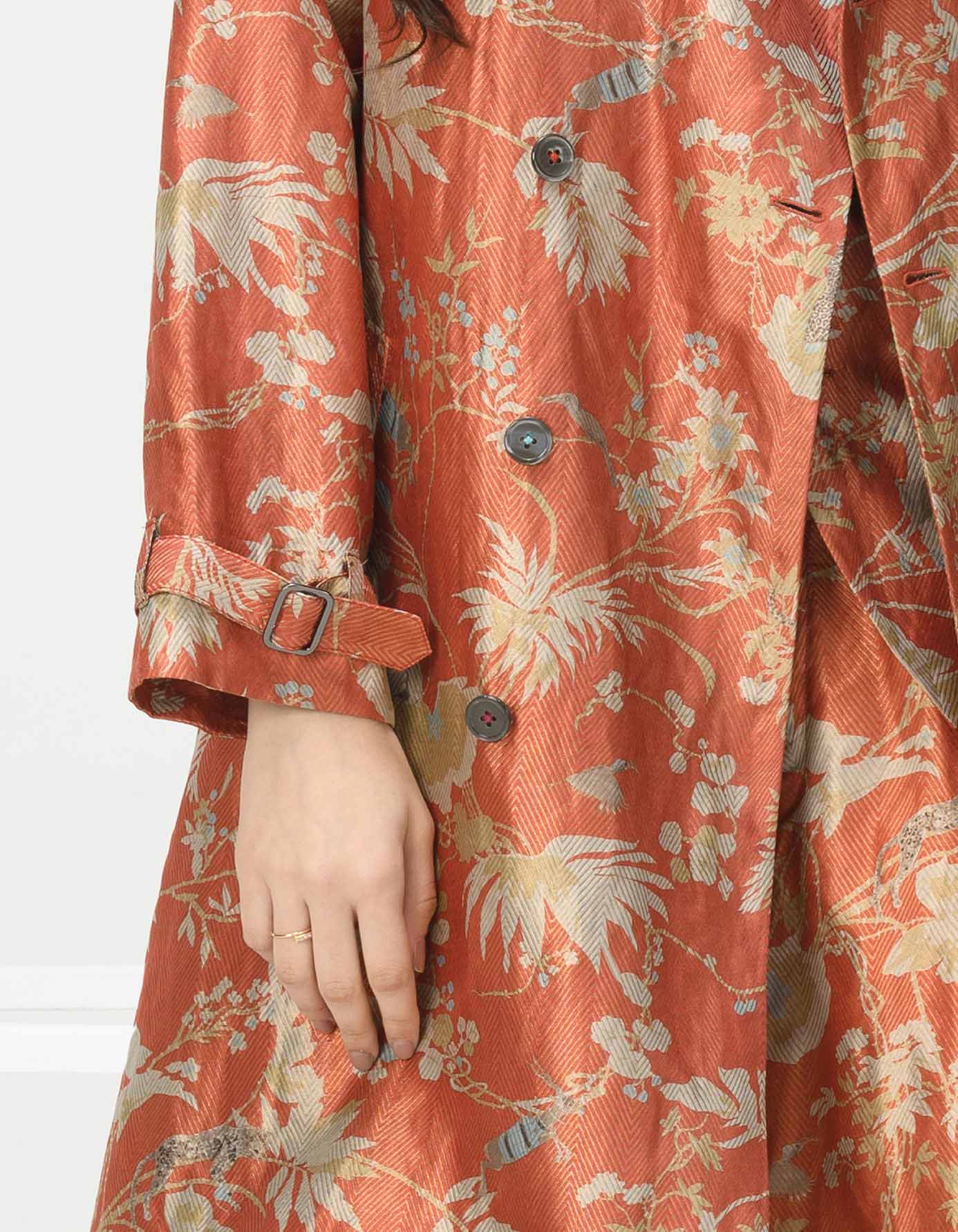 Elegant Trench Silk Brocade Coral Scarf - Perfect for Formal Events, Weddings & Evening Occasions