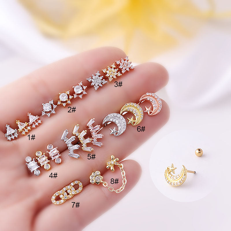 20G Cartilage Tiny Geometric Stud Earrings | HSPJ645 | Perfect for Everyday Wear, Parties & Gifts