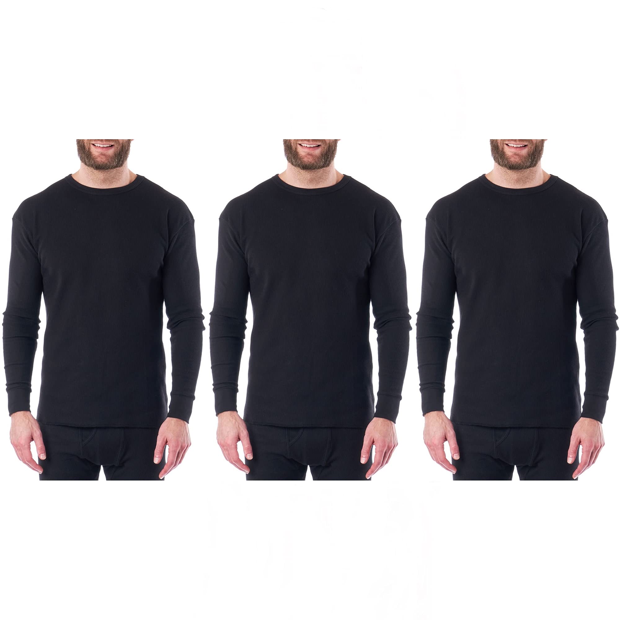 Alpine Swiss Men's Thermal Long Sleeve Henley Shirt - Waffle Knit Crew Neck Base Layer for Cold Weather - Perfect for Winter Hiking, Skiing & Outdoor Activities