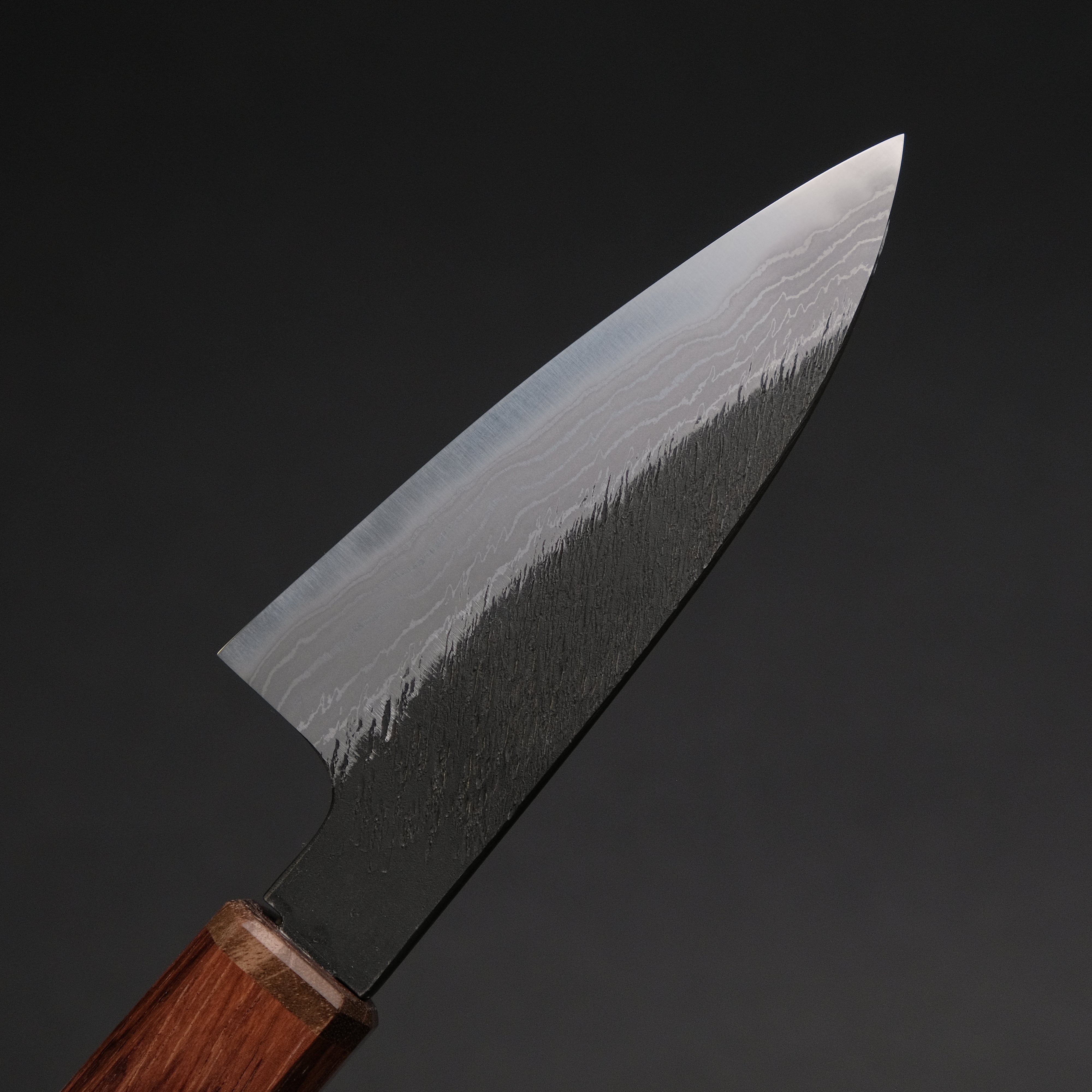 Premium Ajikataya White #2 Matsuba Damascus Petty Knife 80mm - Rosewood & Stabilized Wood Handle (#32) - Perfect for Slicing Fruits, Vegetables & Precision Kitchen Tasks