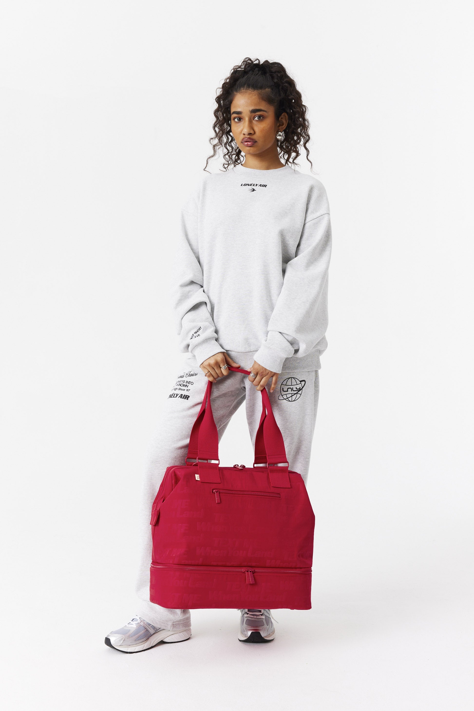 Mini Weekender Bag in Text Me Red - Stylish & Compact Travel Duffel for Weekend Getaways, Gym, or Overnight Trips