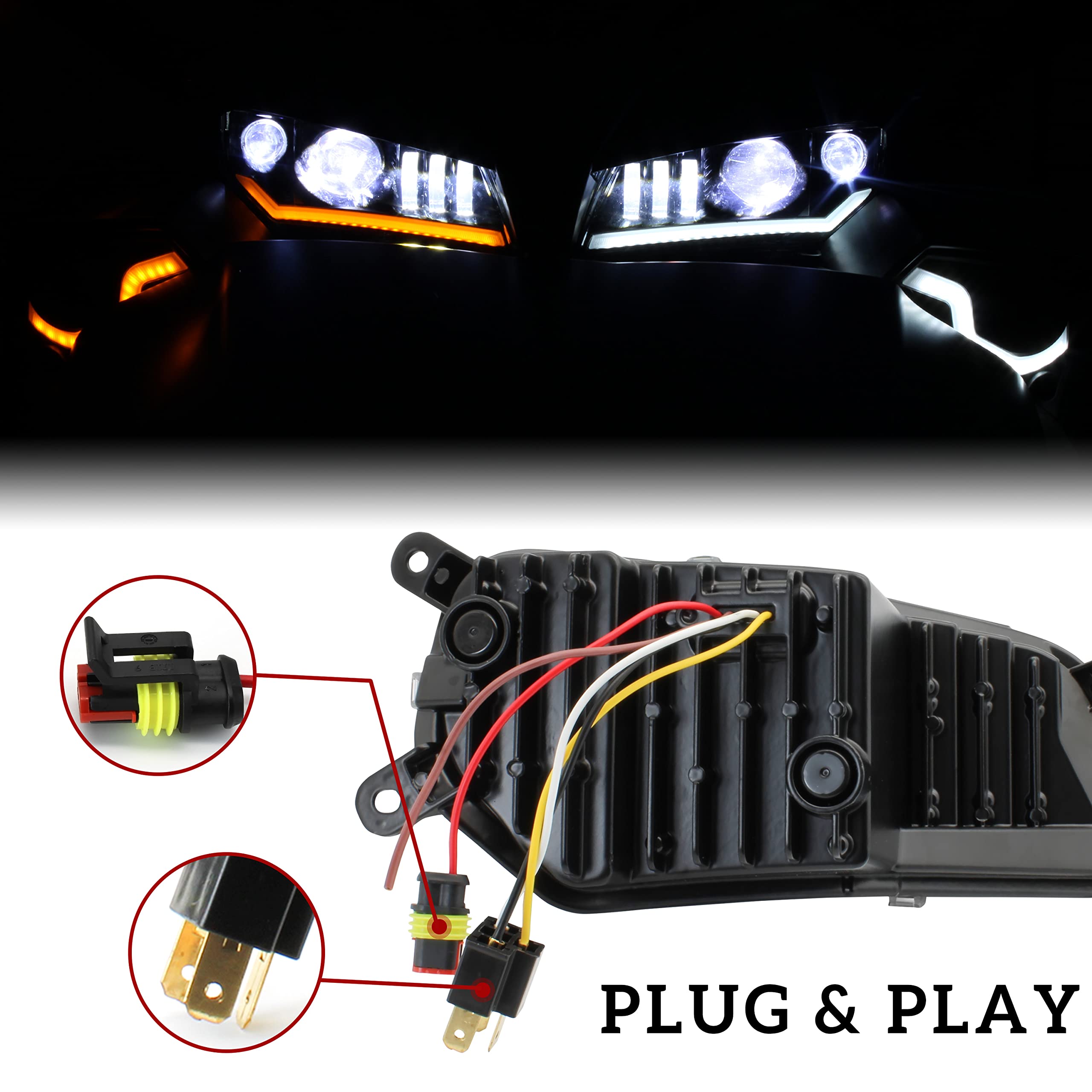 Can-Am Spyder F3 LED Headlight Assembly with DRL & Turn Signal Lights - High-Performance Replacement Headlamps for All F3 Models (2PCS) - Perfect for Night Riding & Enhanced Visibility