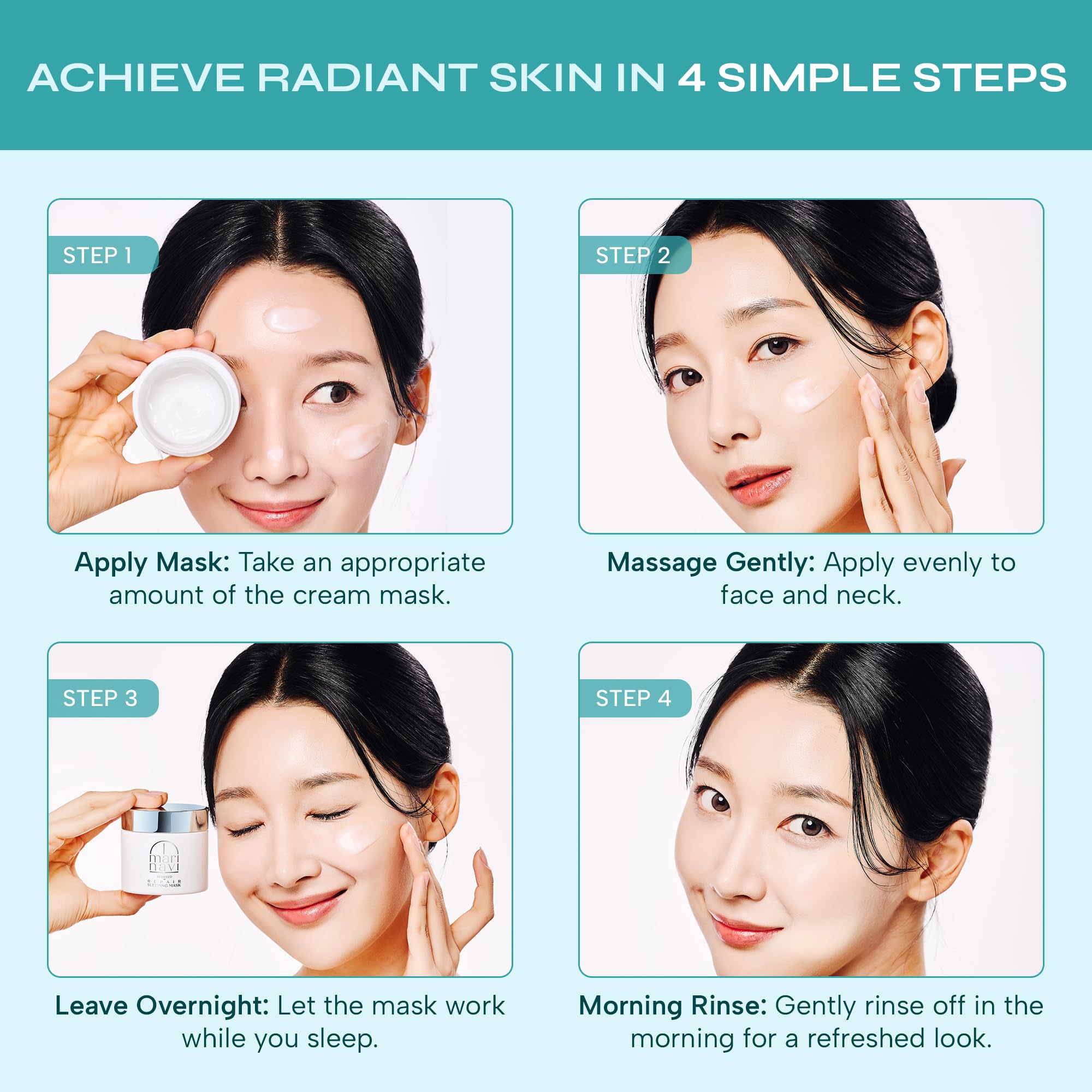 Marinavi Overnight Sleeping Cream - Anti-Aging Night Face Mask with Hydrating & Soothing Formula | Natural Skincare for Wrinkle Reduction & Skin Repair | Perfect for Nighttime Routine & Dry Skin Care
