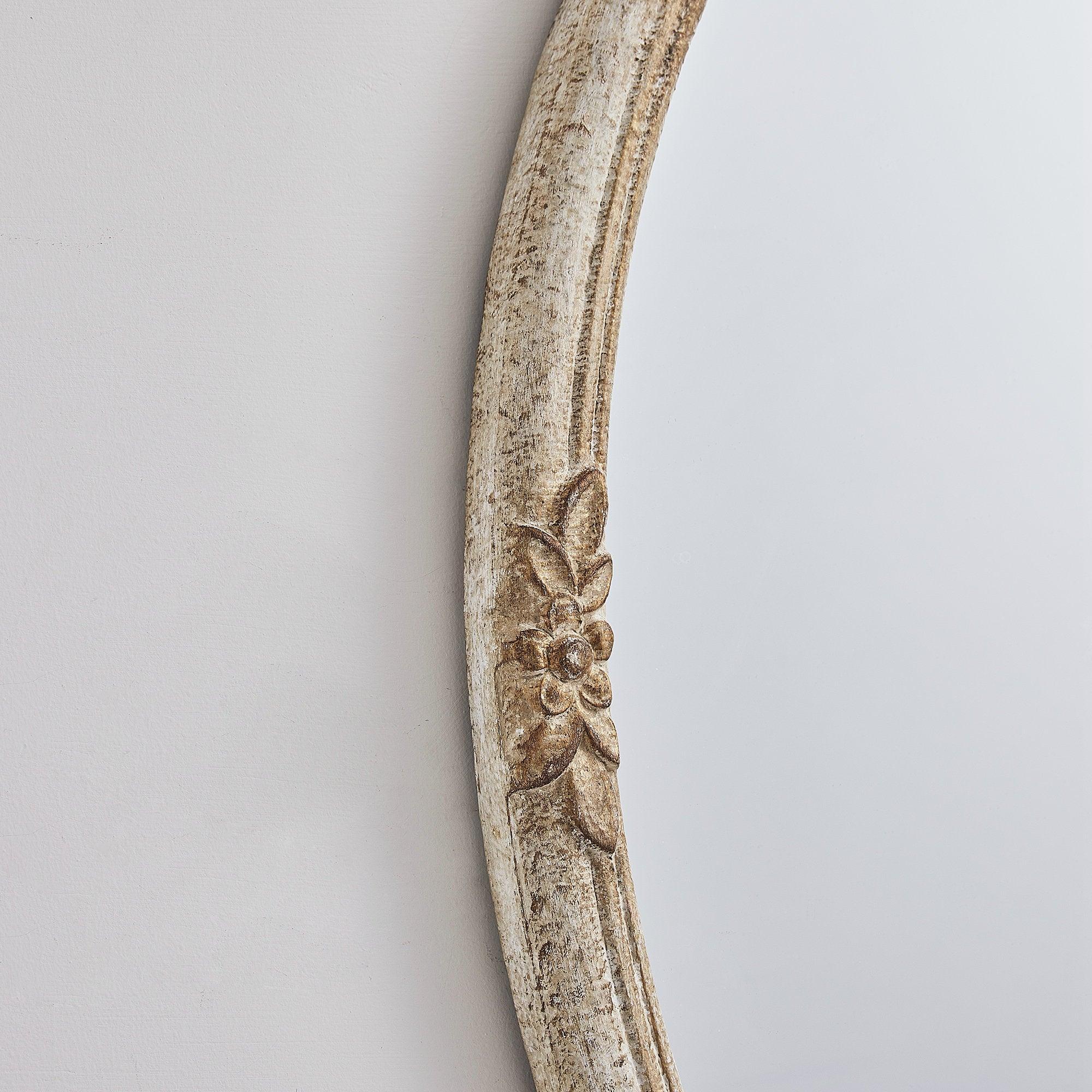 Rustic Wood Frame Oval Wall Mirror - Traditional Decorative Hanging Mirror for Living Room, Bedroom & Entryway Decor