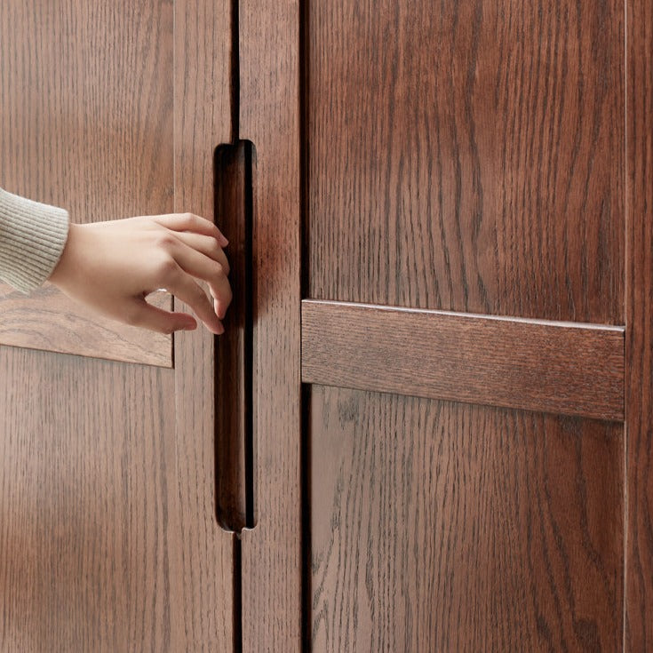 Solid Oak Wood Wardrobe in Walnut Finish - Stylish and Durable Closet Storage for Bedroom, Living Room, or Walk-in Closet