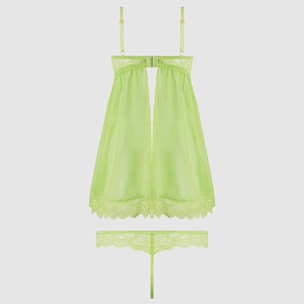 House of Desire Shavon Sheer Chiffon Babydoll & Thong Set - Sexy Lingerie for Women, Comfortable Nightwear, Romantic Occasions & Boudoir Photography