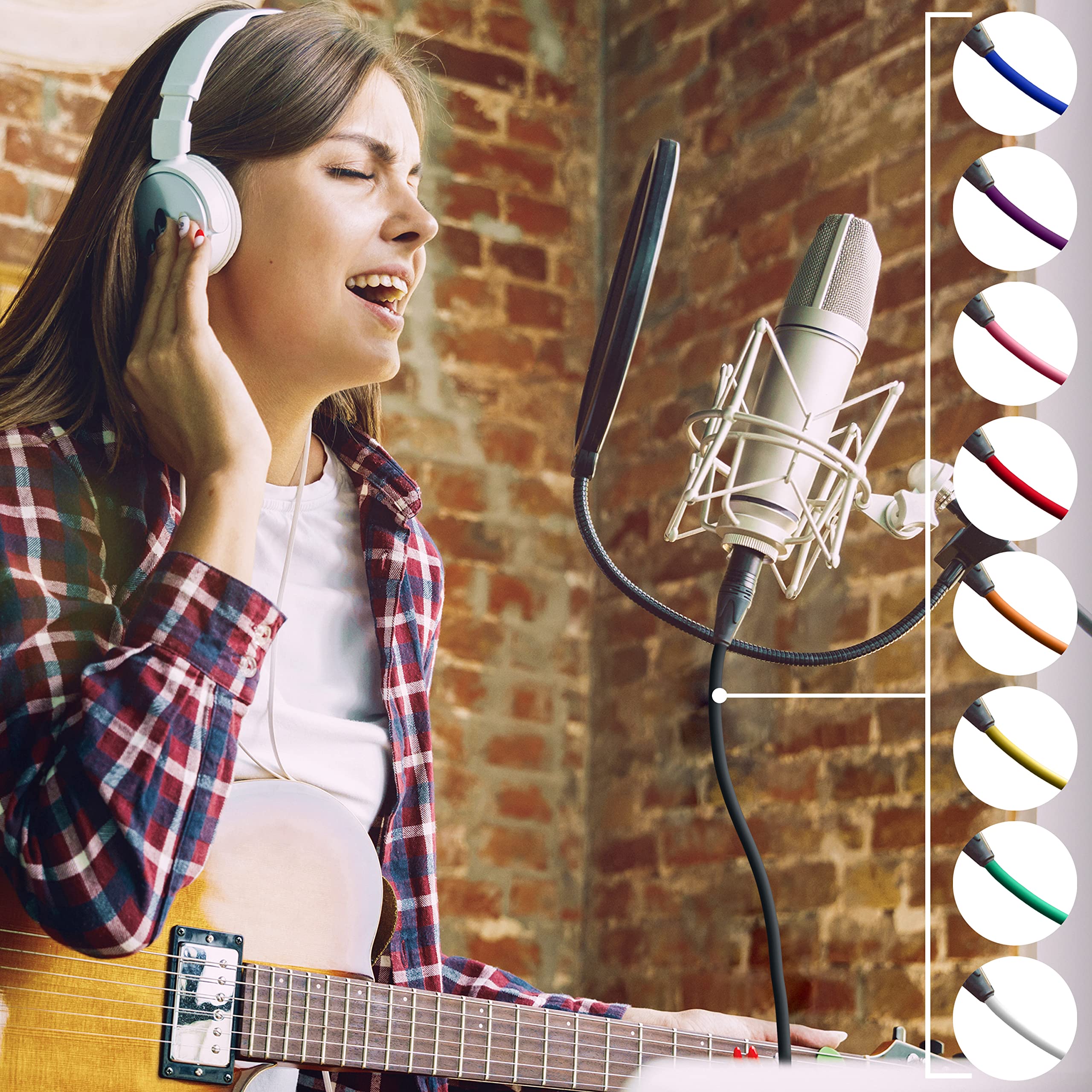 LyxPro 50ft XLR Microphone Cable Balanced Male to Female 3-Pin Mic Cord for Powered Speakers, Audio Interfaces & Pro Audio Equipment - Professional Studio Recording, Live Performances, DJ Setup - Durable Pink Cable for Clear Audio Transmission