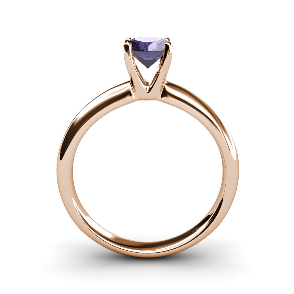 0.95 Carat Iolite Solitaire Ring in 14K Rose Gold - Elegant Engagement & Wedding Jewelry for Women