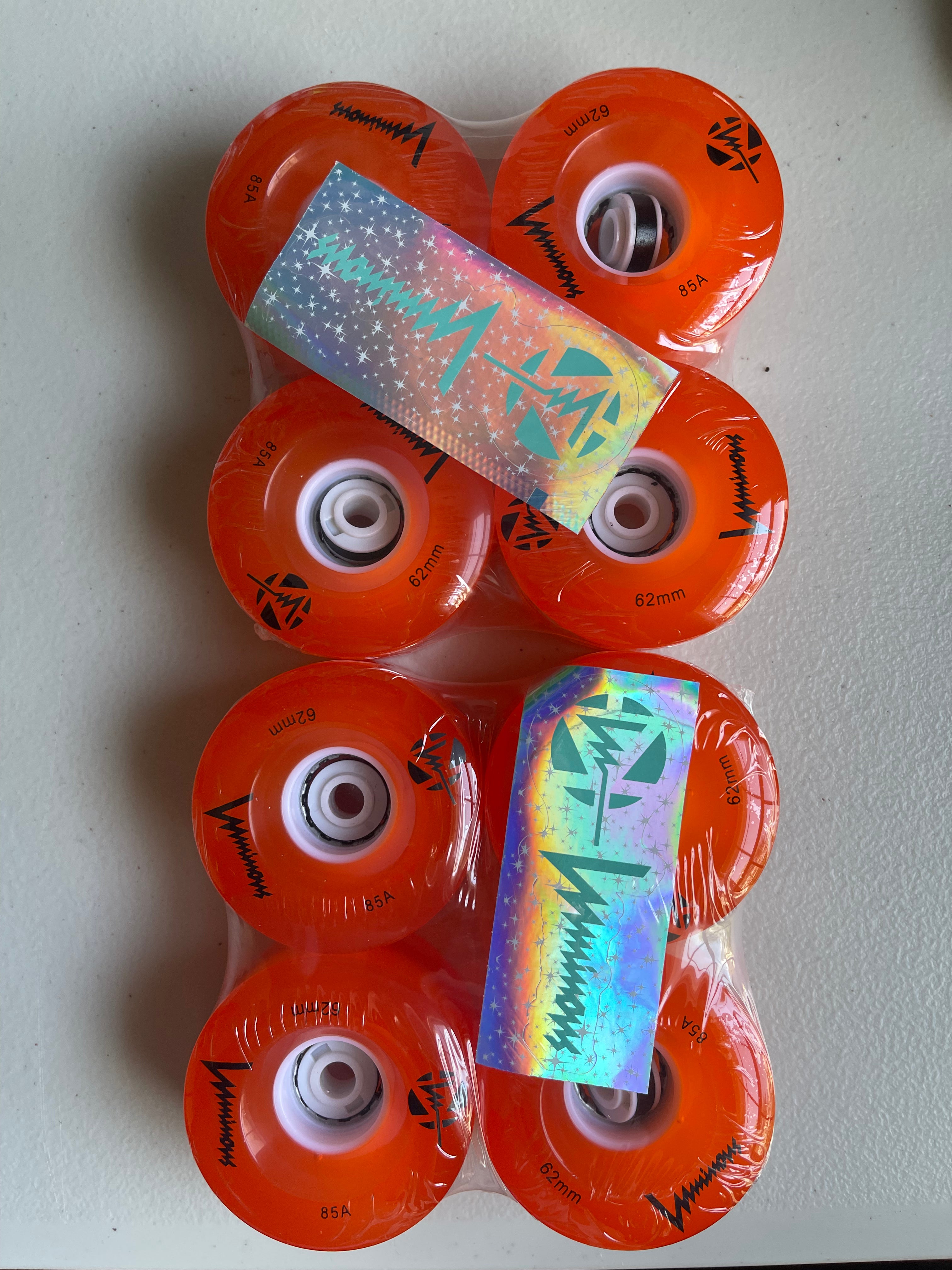 Luminous LED Hybrid Skateboard Wheels 85a - 4 Pack for Indoor & Outdoor Skating, Night Riding, and Longboard Cruising