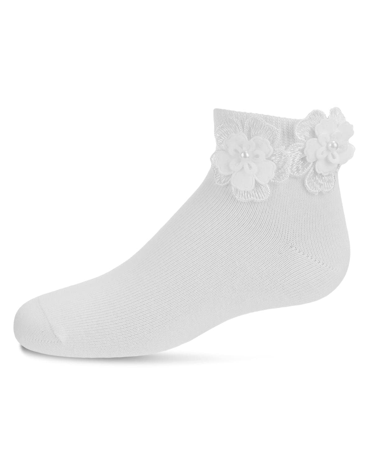 MeMoi Dual Flower Girls Cotton Blend Anklet Socks - Comfortable & Stylish for Weddings, Parties & Special Occasions