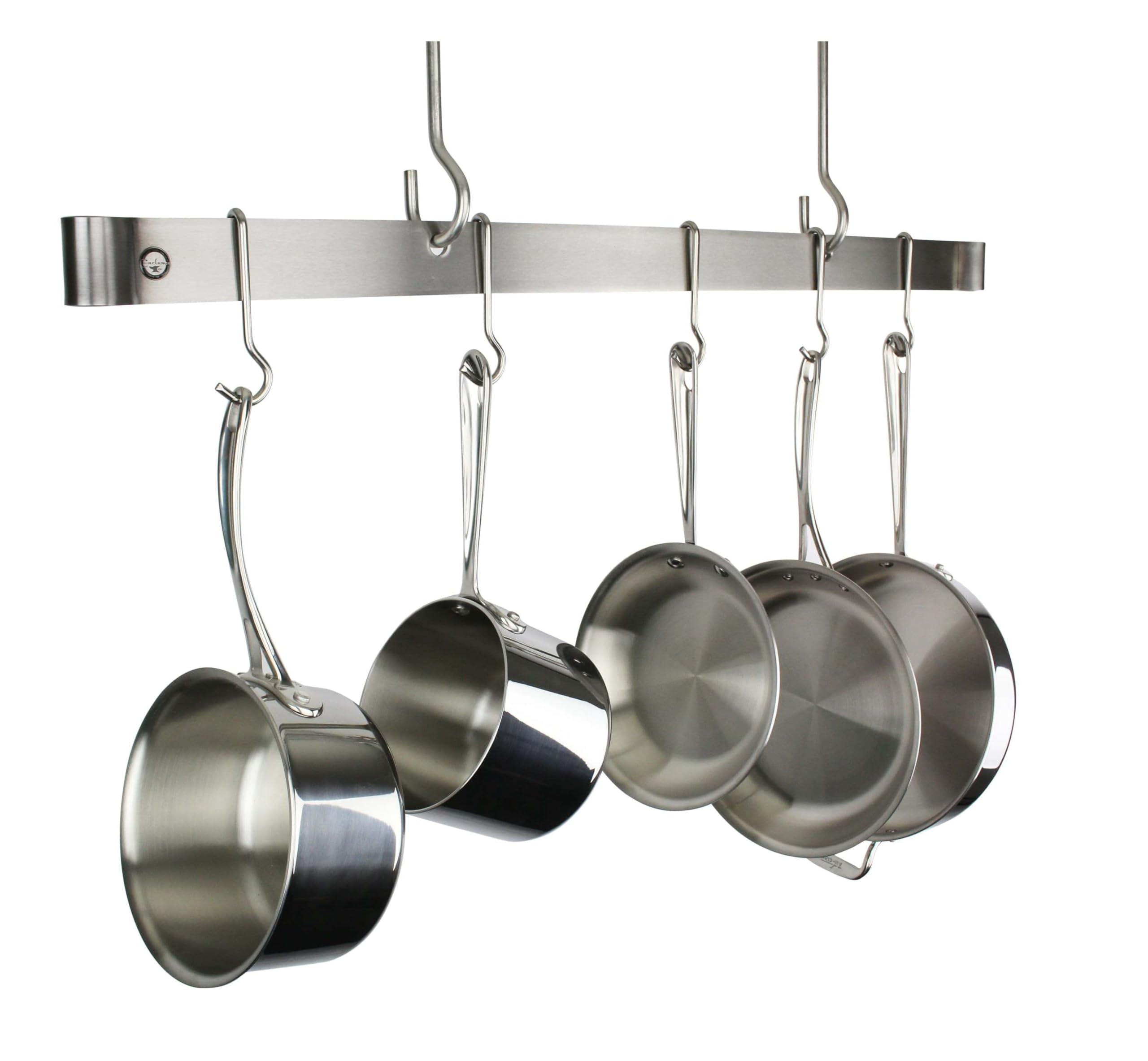Enclume Premier 48-Inch Stainless Steel Offset Hook Ceiling Bar Pot Rack - Perfect for Kitchen Organization & Cookware Storage