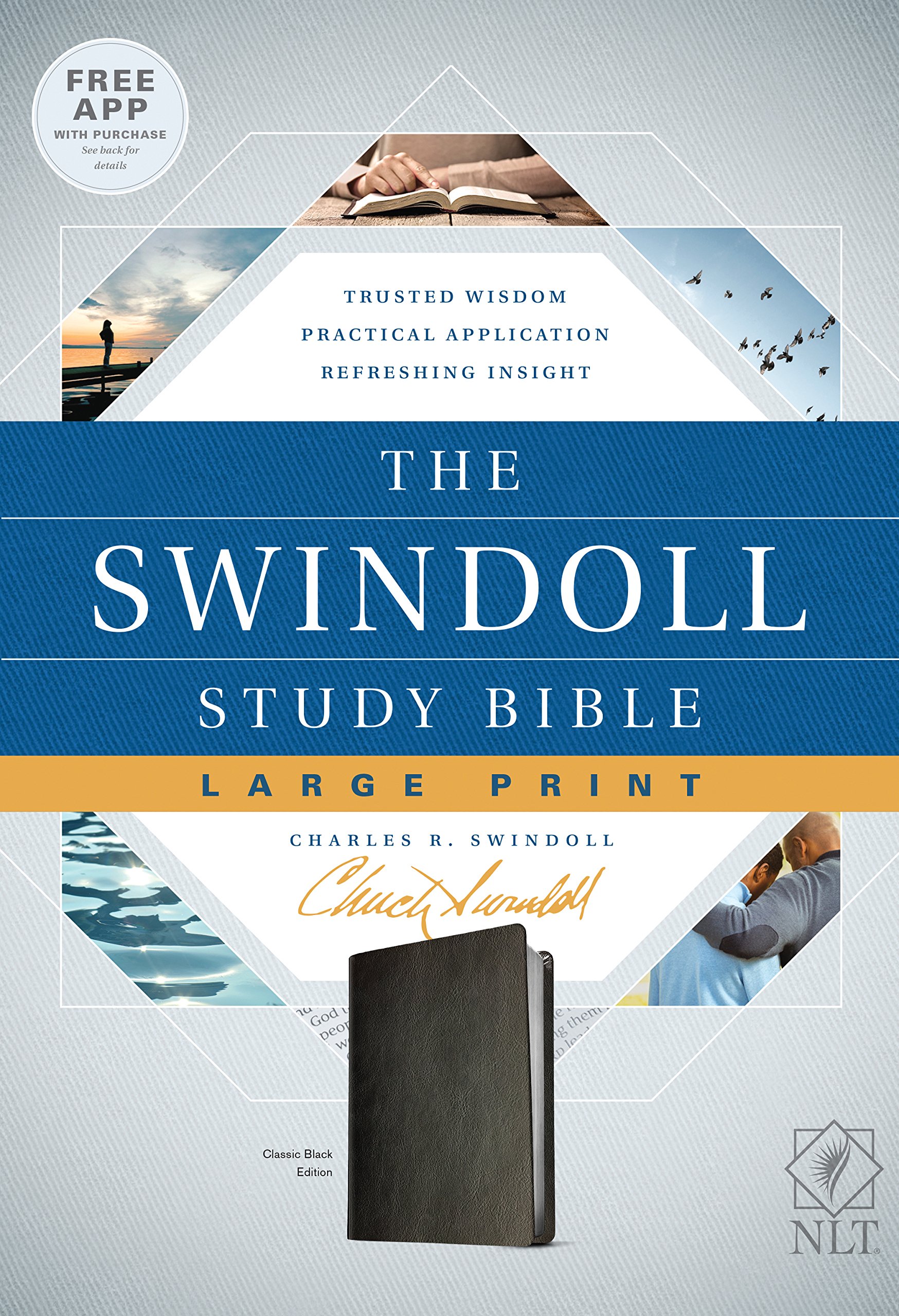 NLT Swindoll Study Bible - Large Print LeatherLike Black | Study Notes & Articles for Devotion
