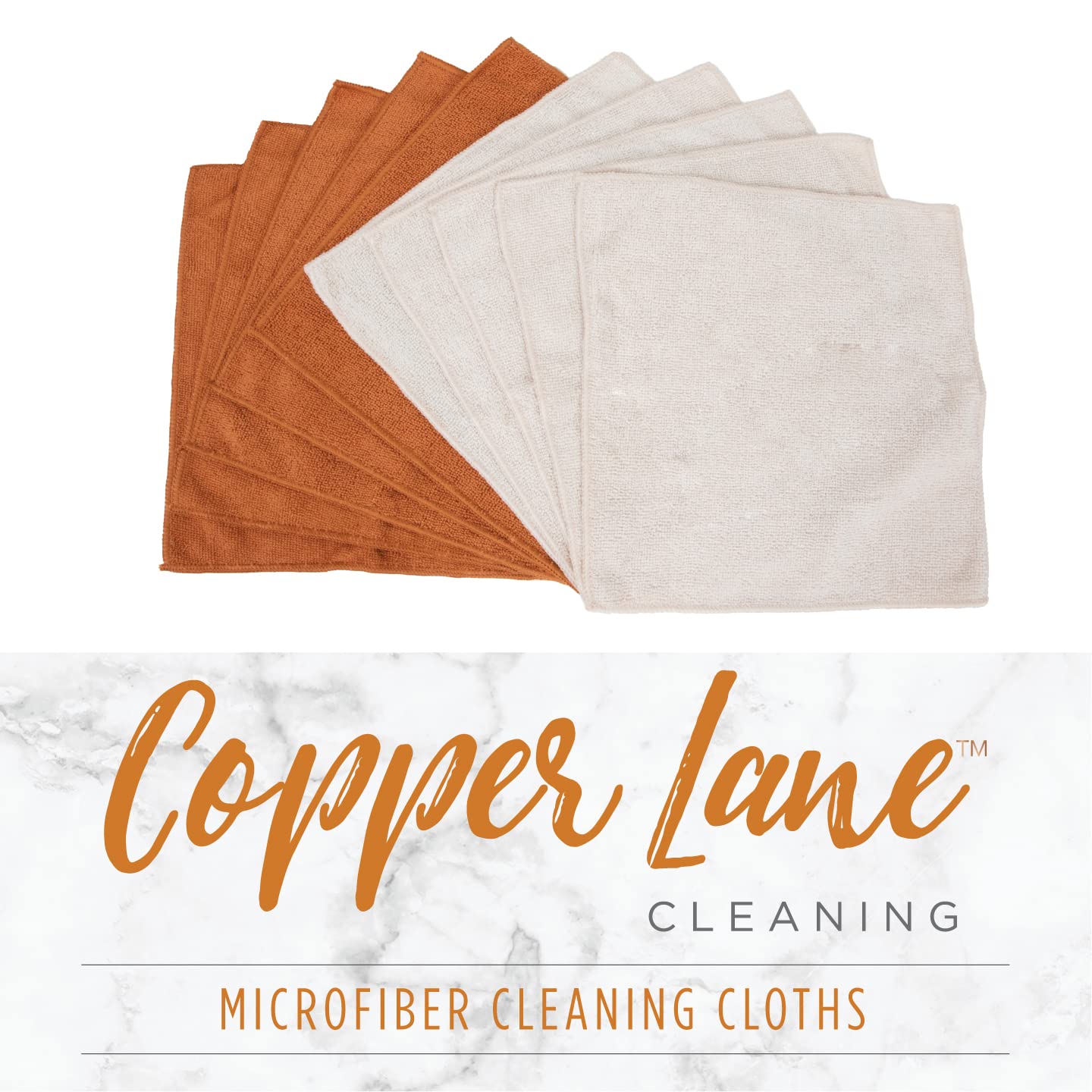 Premium Copper Lane Streak-Free Microfiber Cleaning Cloths - Tan & Copper | Ultra Absorbent, Lint-Free | Perfect for Cars, Windows, Glasses & Household Cleaning