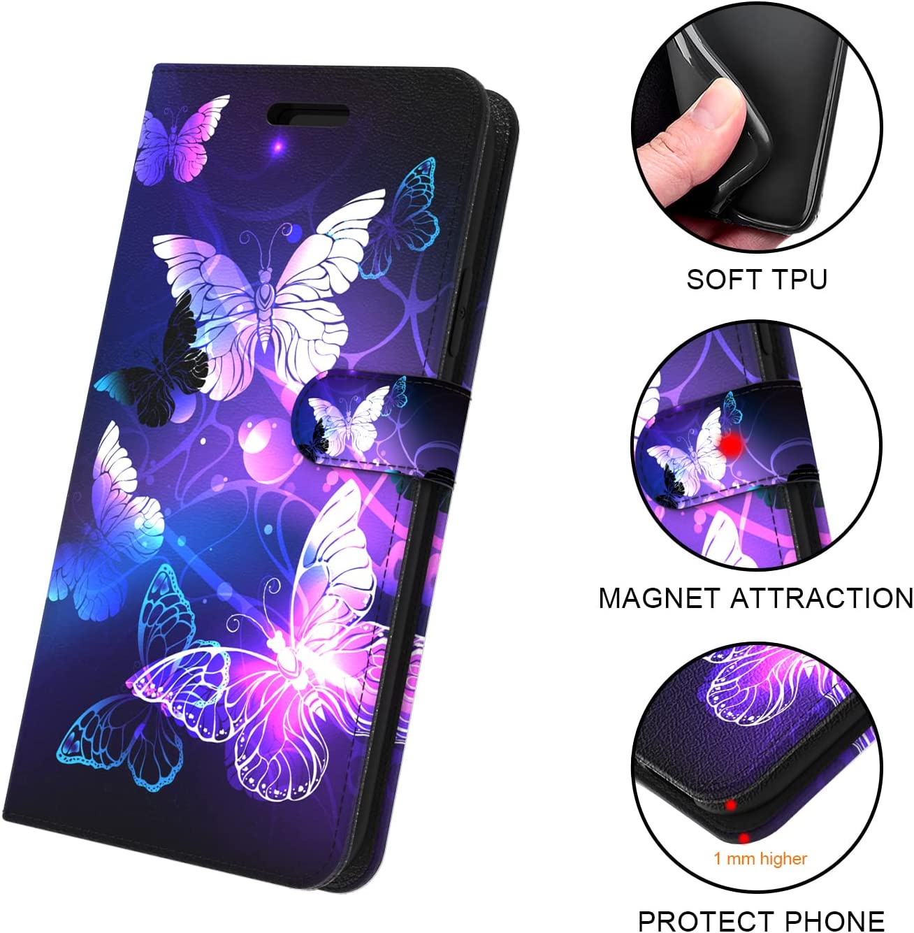 Premium iPhone 14 Pro Max Case with Hand Strap - PU Leather Flip Cover with Clip & Butterfly Design | Perfect for Outdoor Activities, Travel & Daily Protection