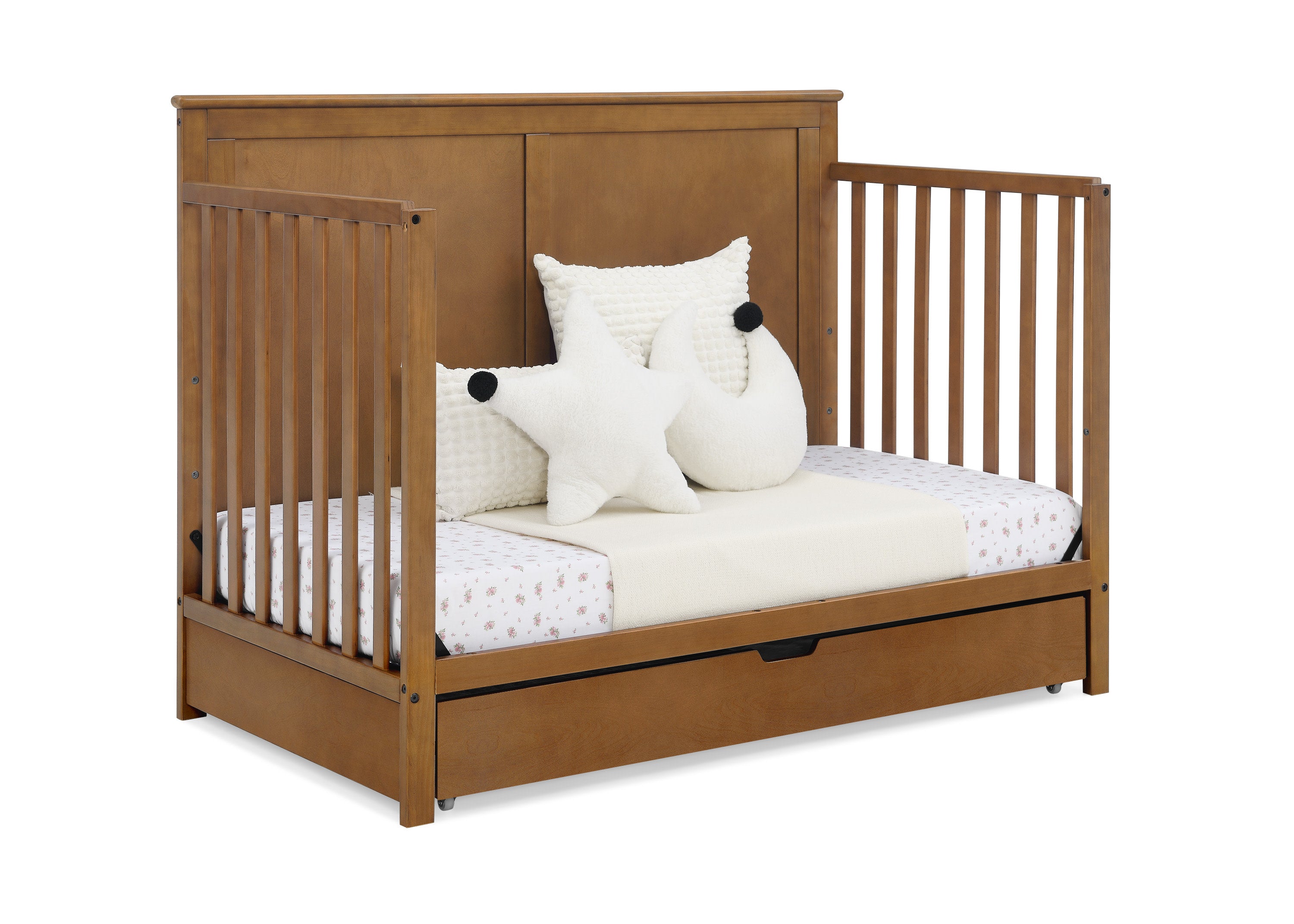 Logan 6-in-1 Convertible Baby Crib with Underdrawer Storage - White Nursery Furniture for Newborn to Toddler Bed | Perfect for Small Spaces & Modern Nurseries