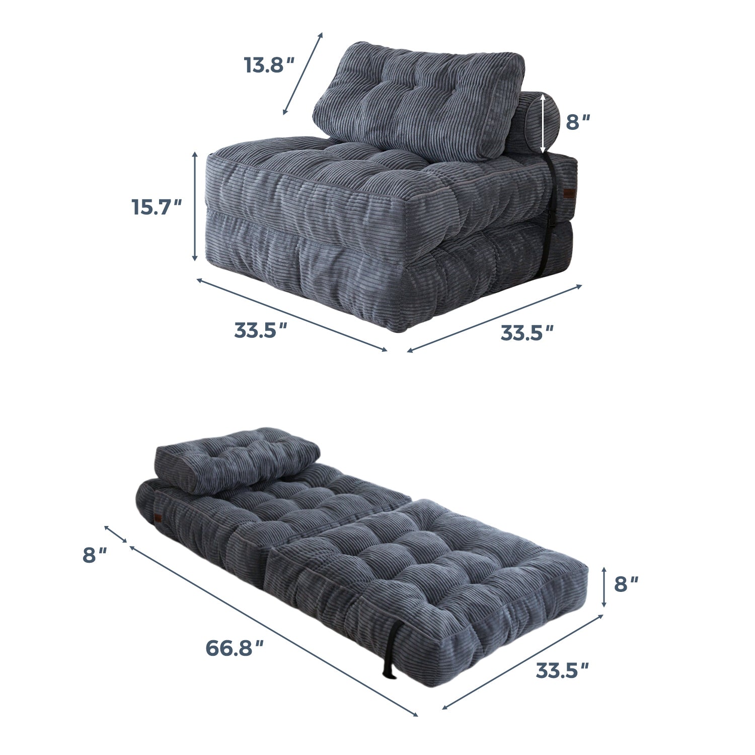 MAXYOYO Corduroy Sofa Bed - Convertible Sleeper Chair with Back Support | Comfortable for Living Room, Guest Room & Small Spaces