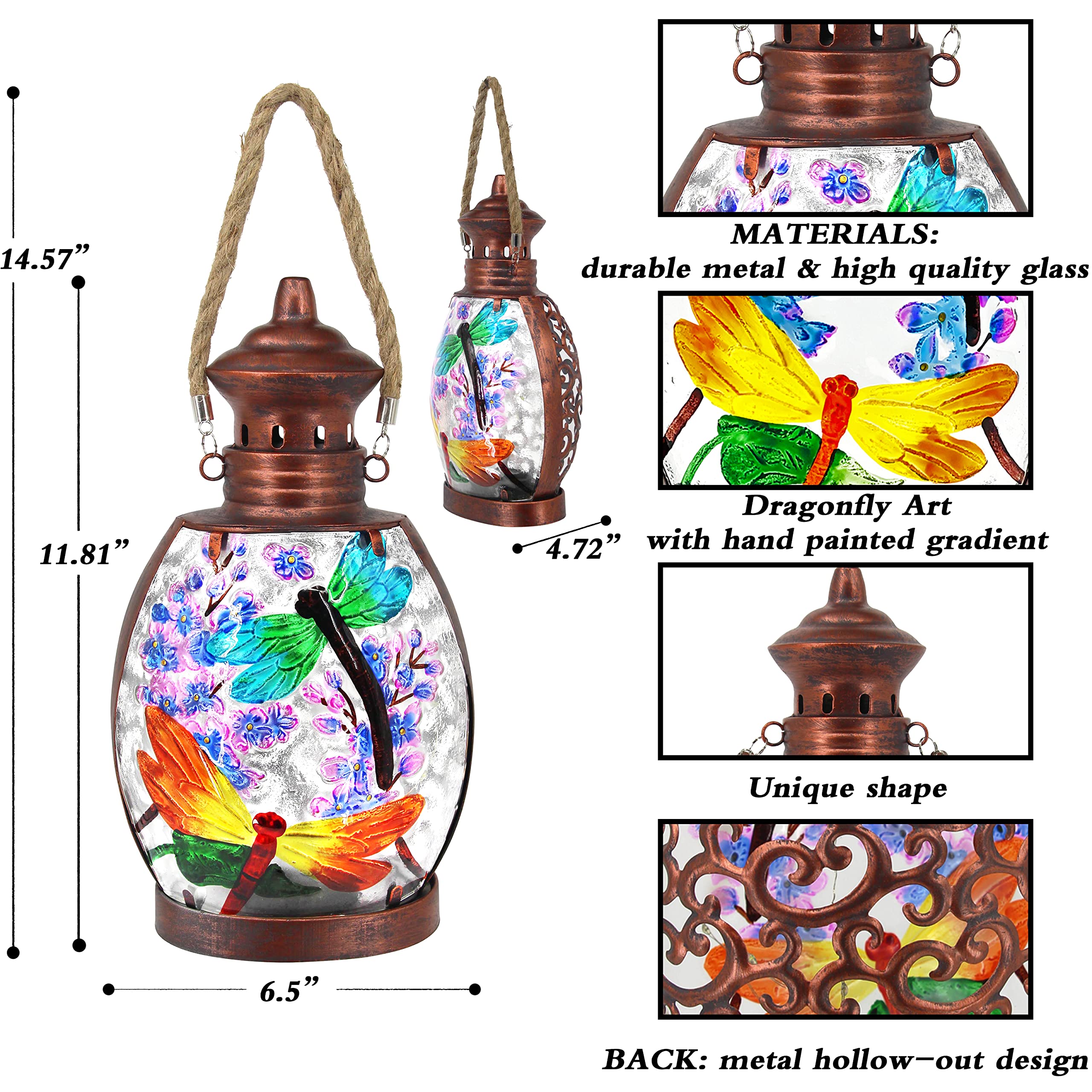 Solar Powered Hanging Dragonfly Lantern - Waterproof Outdoor Solar Light for Garden, Yard, Patio Decor | Perfect for Evening Gatherings & Pathway Lighting