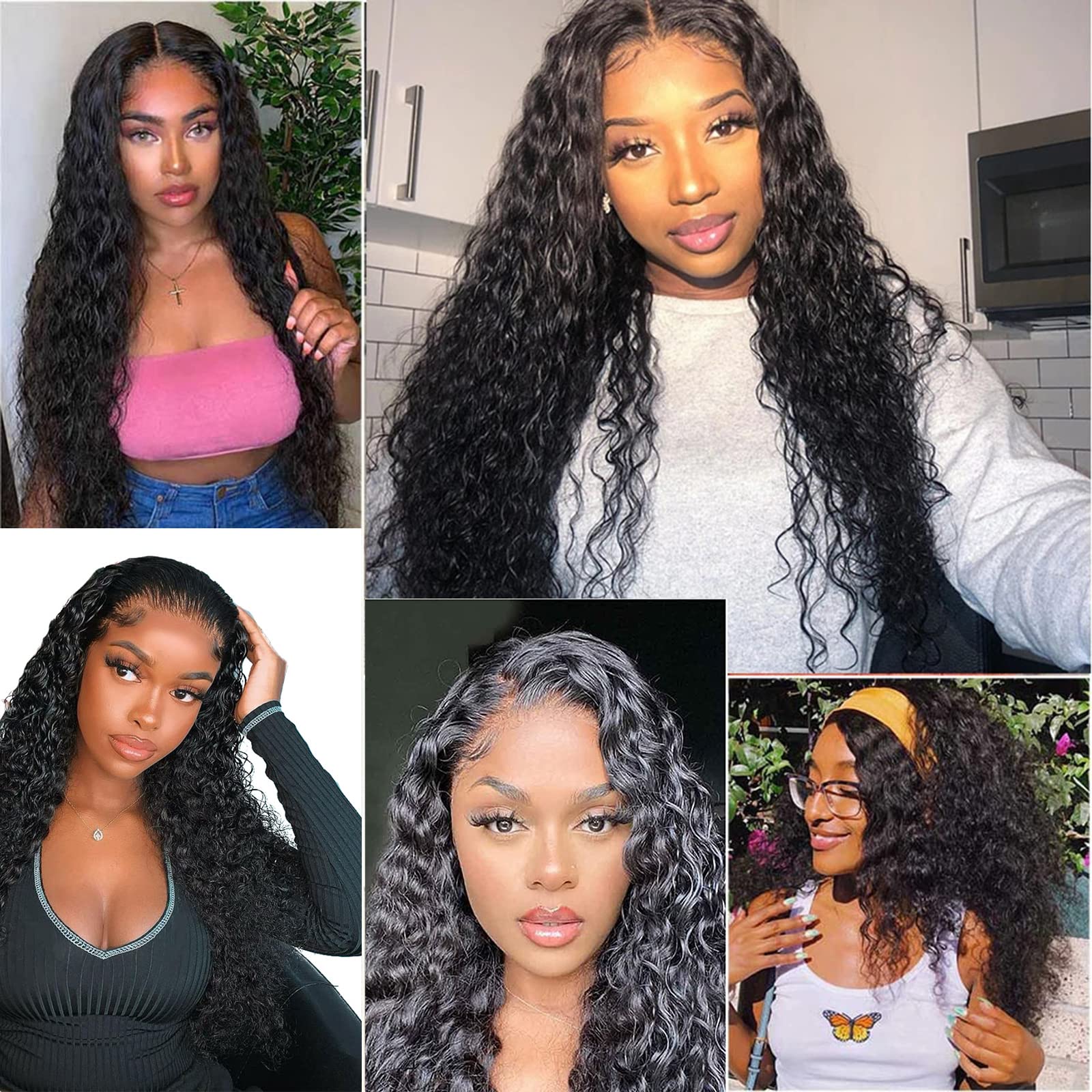 ISEE 10A Grade Human Hair Wigs for Black Women - 28 Inch Transparent Lace Closure, Pre Plucked Wet Water Wave, 150% Density Deep Curly with Baby Hair | Natural Look for Daily Wear, Parties & Special Occasions