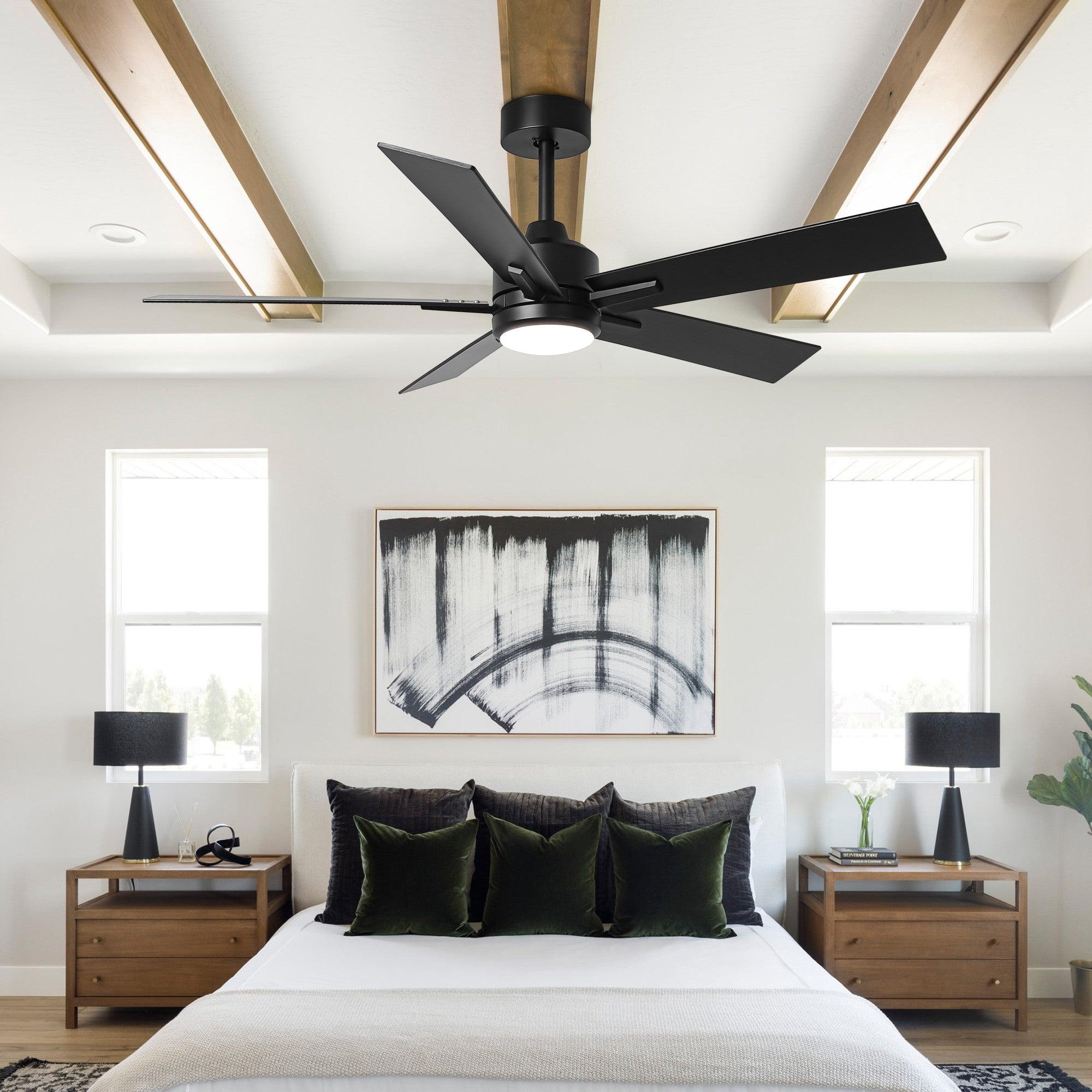 48 DC Motor 5-Blade Modern Ceiling Fan with Downrod Mount - Perfect for Living Room, Bedroom, and Office Cooling