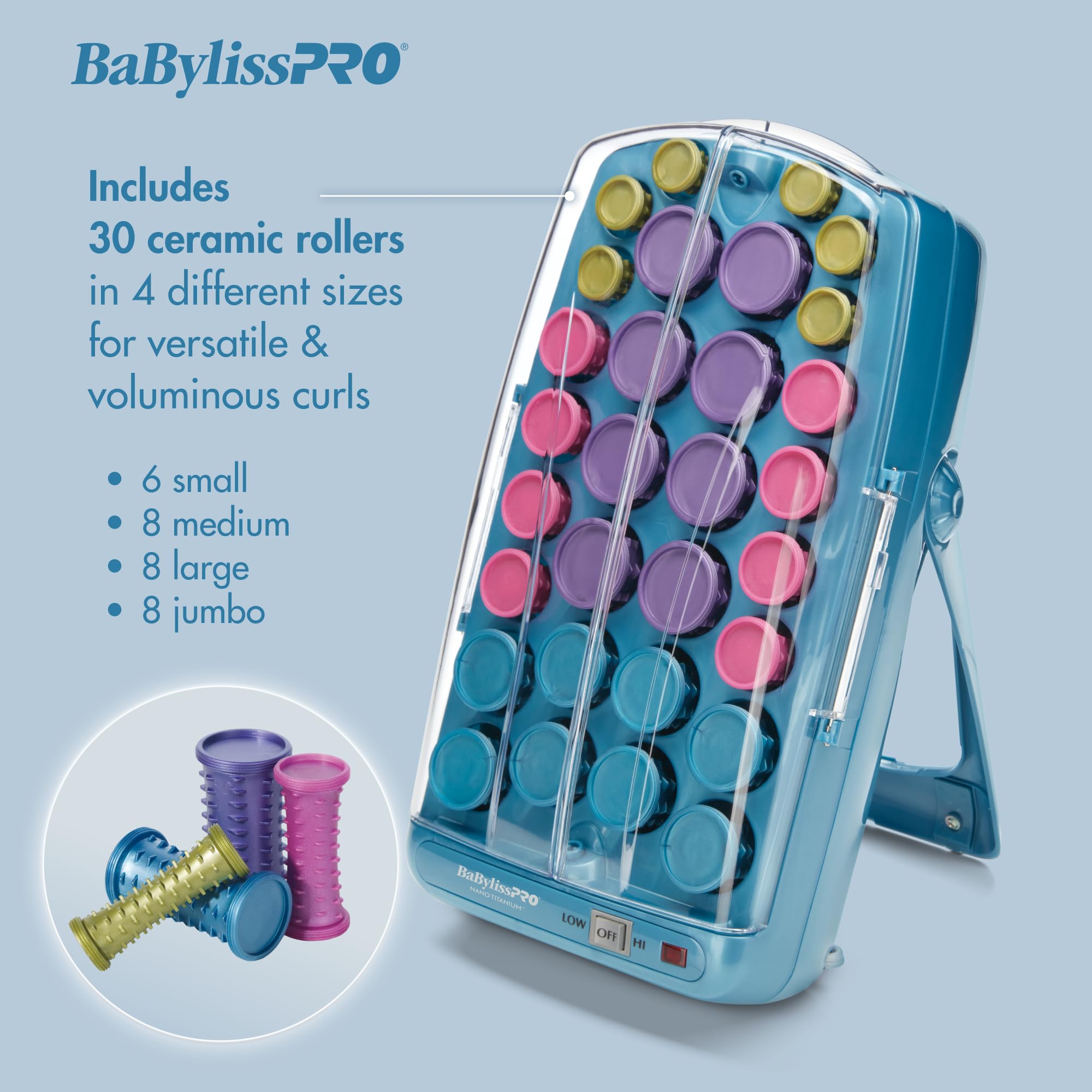 BabylissPRO Nano Titanium Professional Hot Rollers for All Hair Lengths - Salon-Quality Styling at Home for Curls & Waves