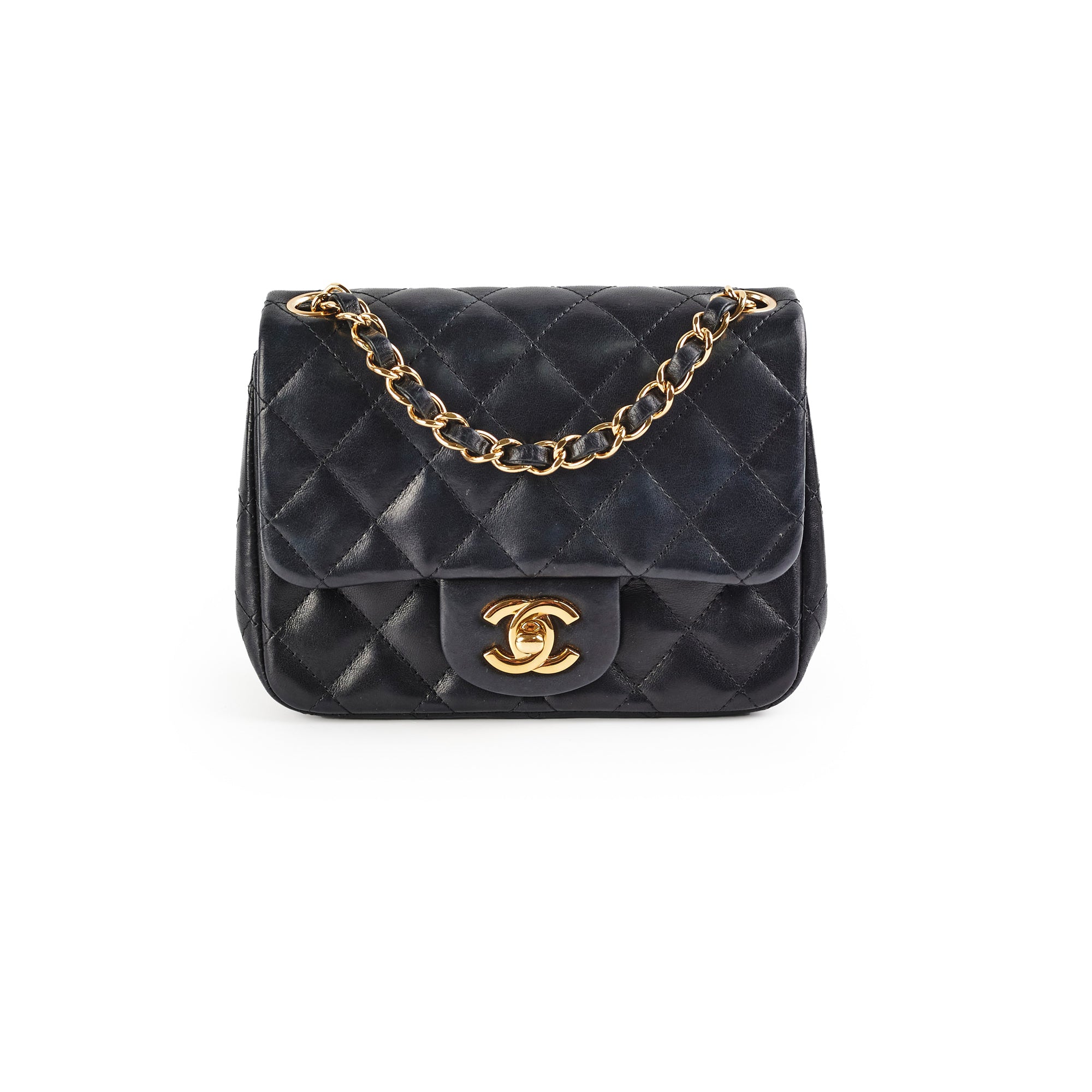 Chanel Mini Square Flap Bag Black Caviar Leather with Gold Hardware - Luxury Crossbody Purse for Women, Perfect for Date Night & Evening Events