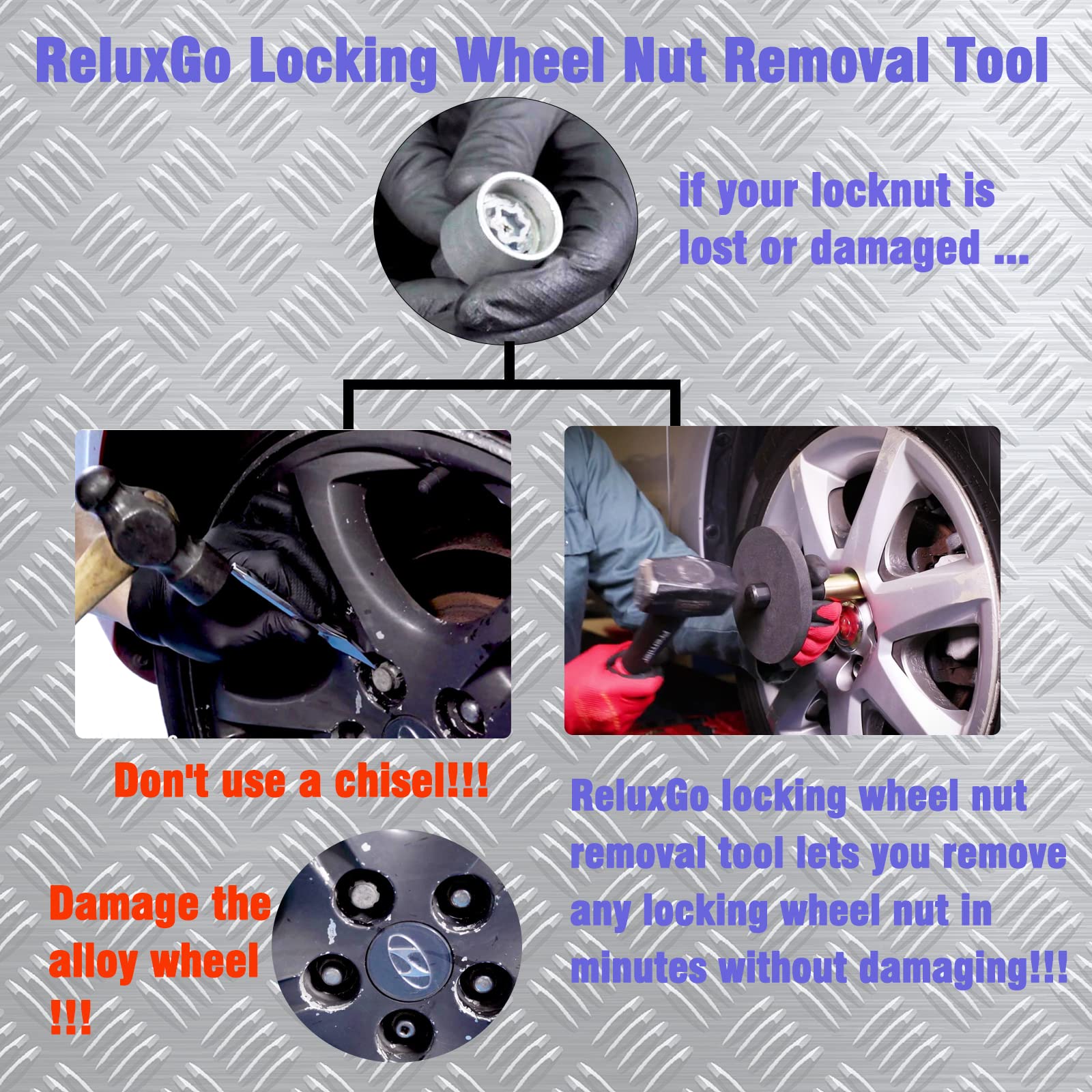 Wheel Lock Removal Kit - Universal Locking Wheel Nut Key & Remover Set for Most Vehicles - Perfect for Flat Tire Repair and Emergency Roadside Assistance