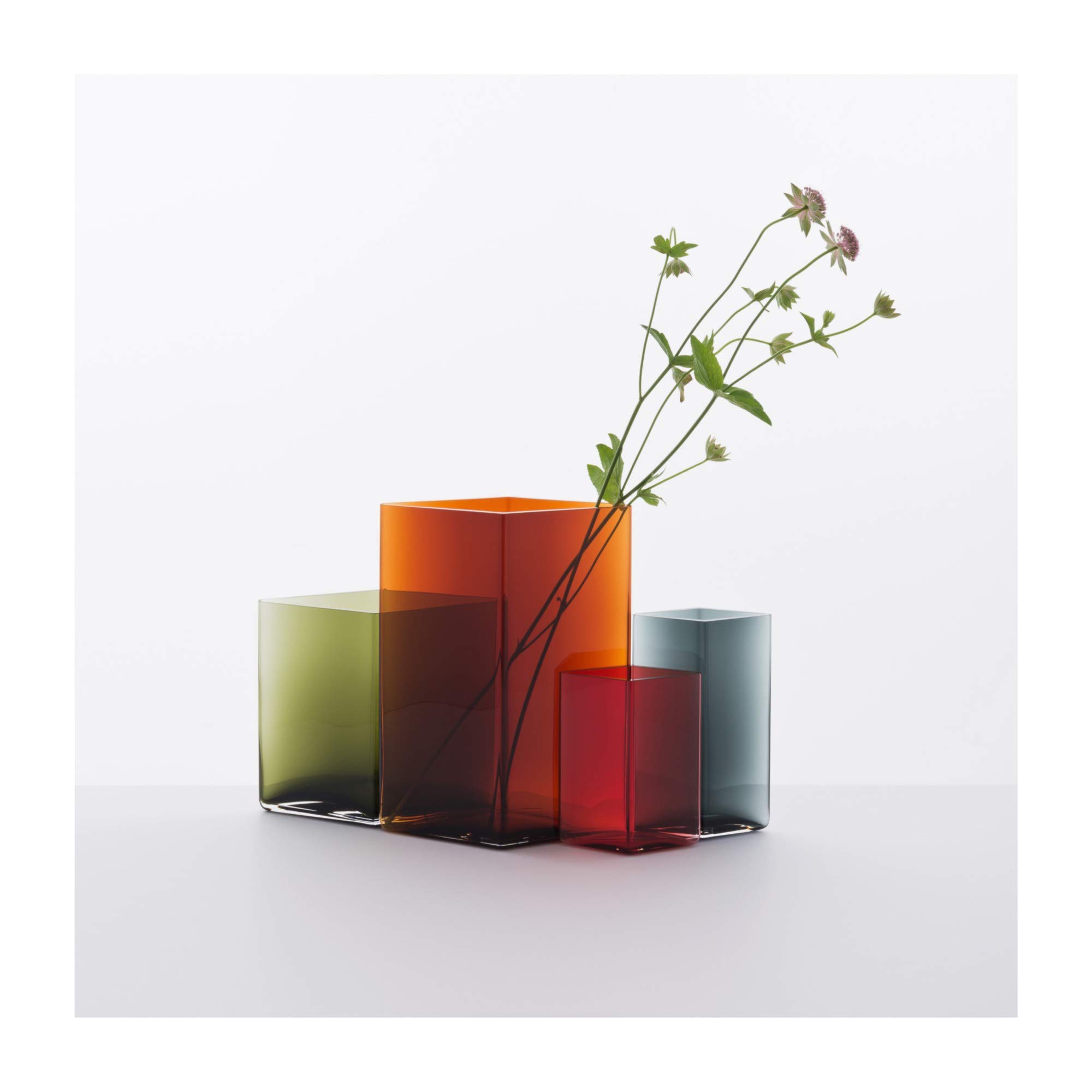 Iittala Ruutu Vase 8.1 x 10.6 Inches Copper - Modern Scandinavian Glass Vase for Home Decor, Wedding Centerpiece & Luxury Gift (Model 1015593)