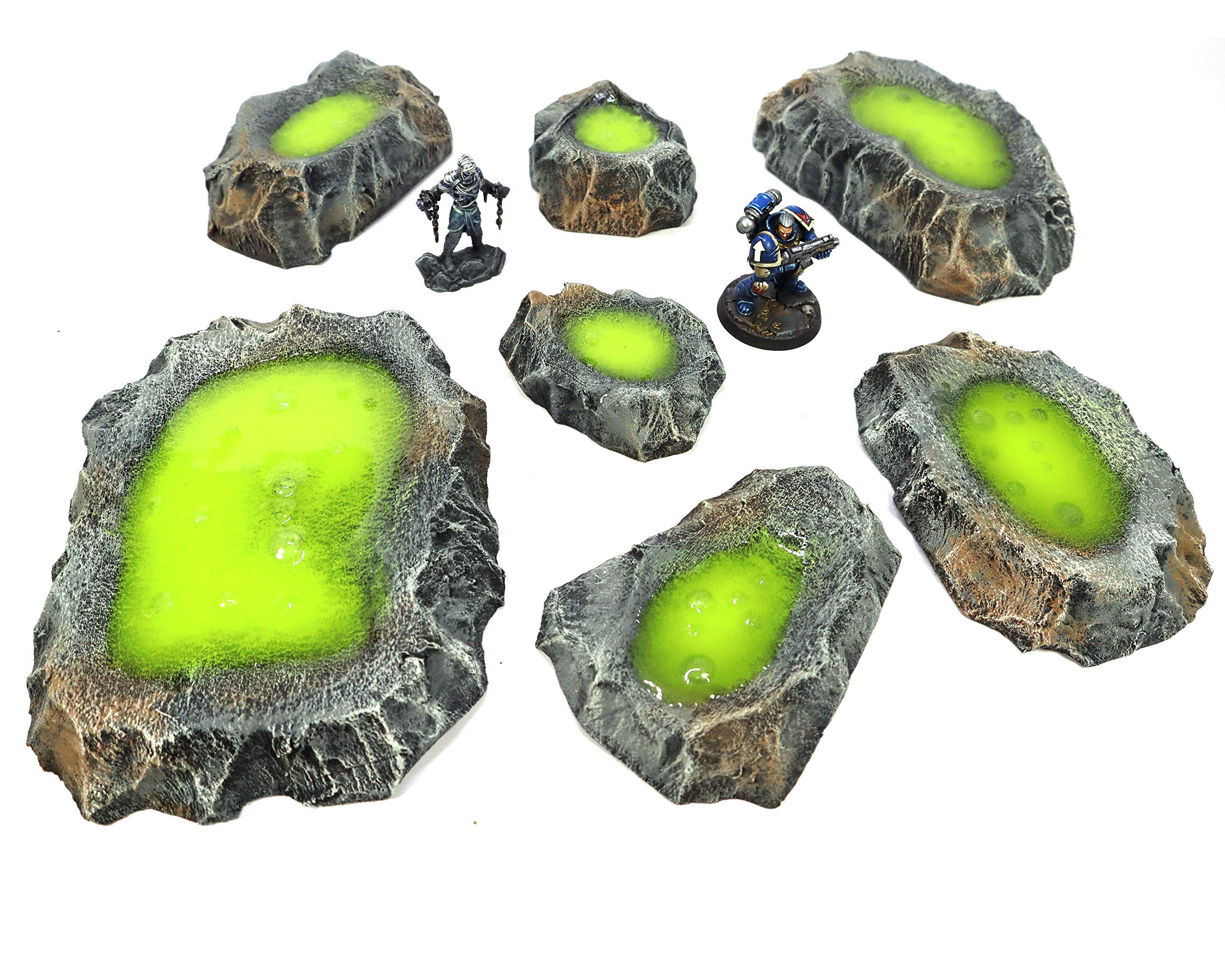 Premium Acid Pools Terrain Set - Handcrafted Miniature Battlefield for Warhammer, D&D & Tabletop RPGs - Perfect for Wargaming Scenes & Fantasy RPG Adventures