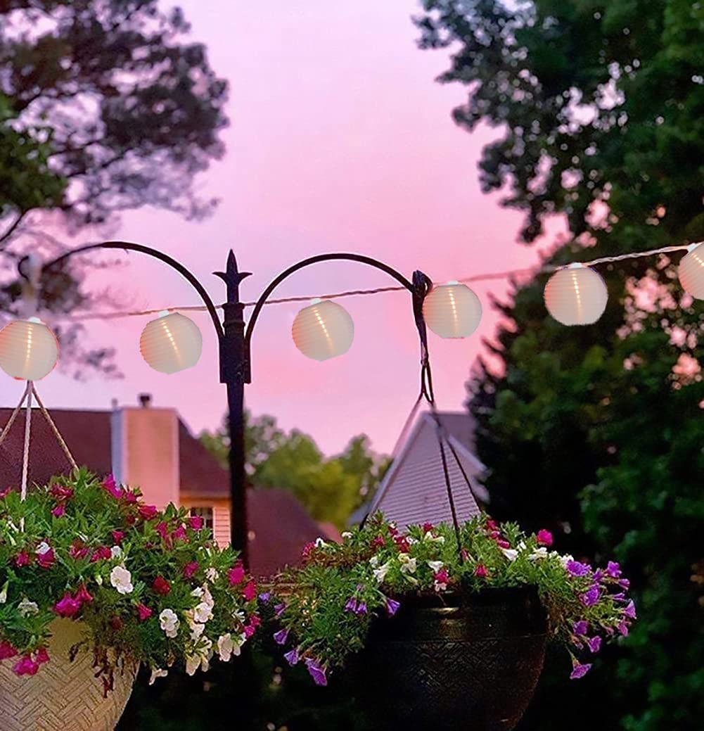 White Lantern String Lights Plug in - 8.5Ft Hanging Indoor/Outdoor Decorative Fairy Lights with 10 Cute White Nylon Lanterns, Connectable for Bedroom, Ramadan, Backyard, Patio, Bistro & Wedding Decor - Perfect for Parties, Holidays and Cozy Ambiance