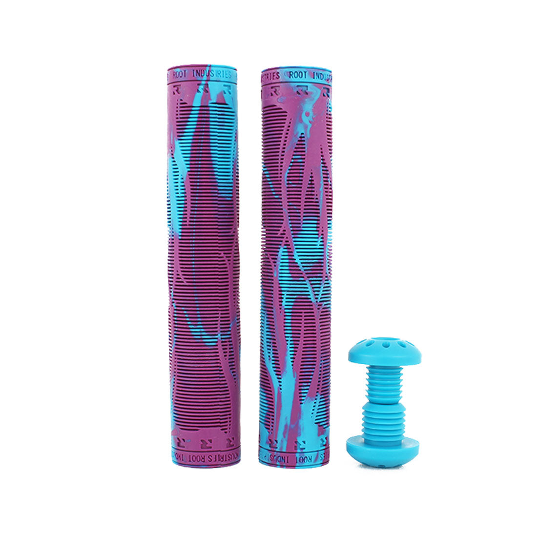 Root Industries R2 Air Grips - Aqua/Purple BMX Bike Handlebar Grips for Extreme Sports & Stunt Riding - Perfect for BMX, Mountain Bikes & Dirt Jumping