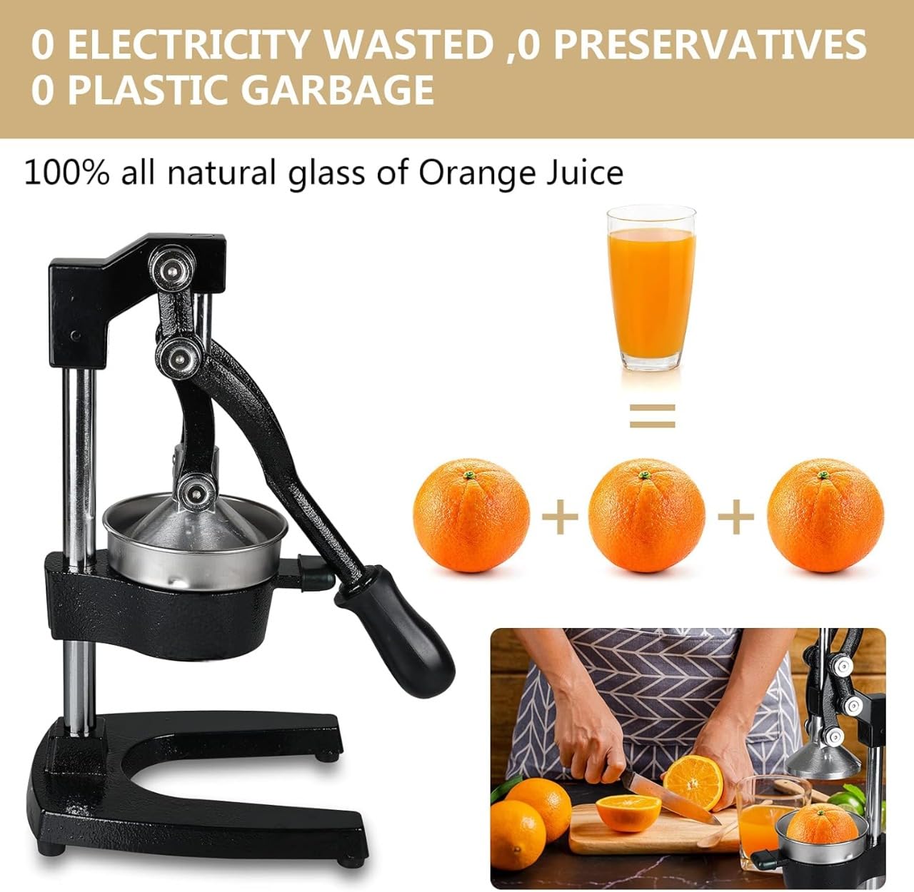 Heavy Duty Manual Citrus Juicer - Commercial & Home Hand Press Orange Squeezer for Lemon, Lime, Grapefruit & All Fruits (40x39x17.2cm Metal) - Perfect for Juice Bars, Restaurants, and Healthy Home Kitchens (Model 1)