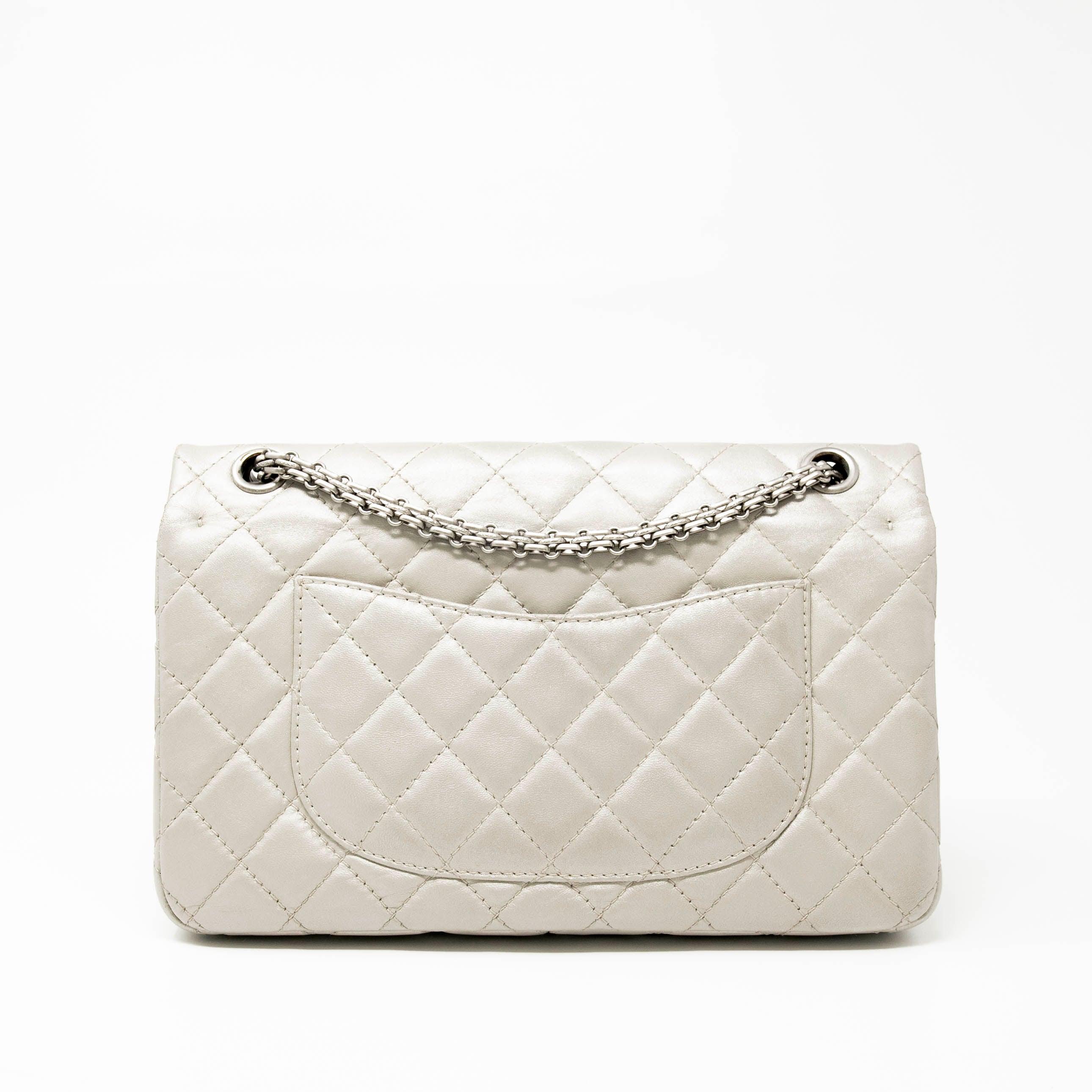 Authentic Chanel Silver 2.55 Reissue 226 Flap Bag - Luxury Designer Handbag for Women | Perfect for Evening Events, Date Nights & Special Occasions